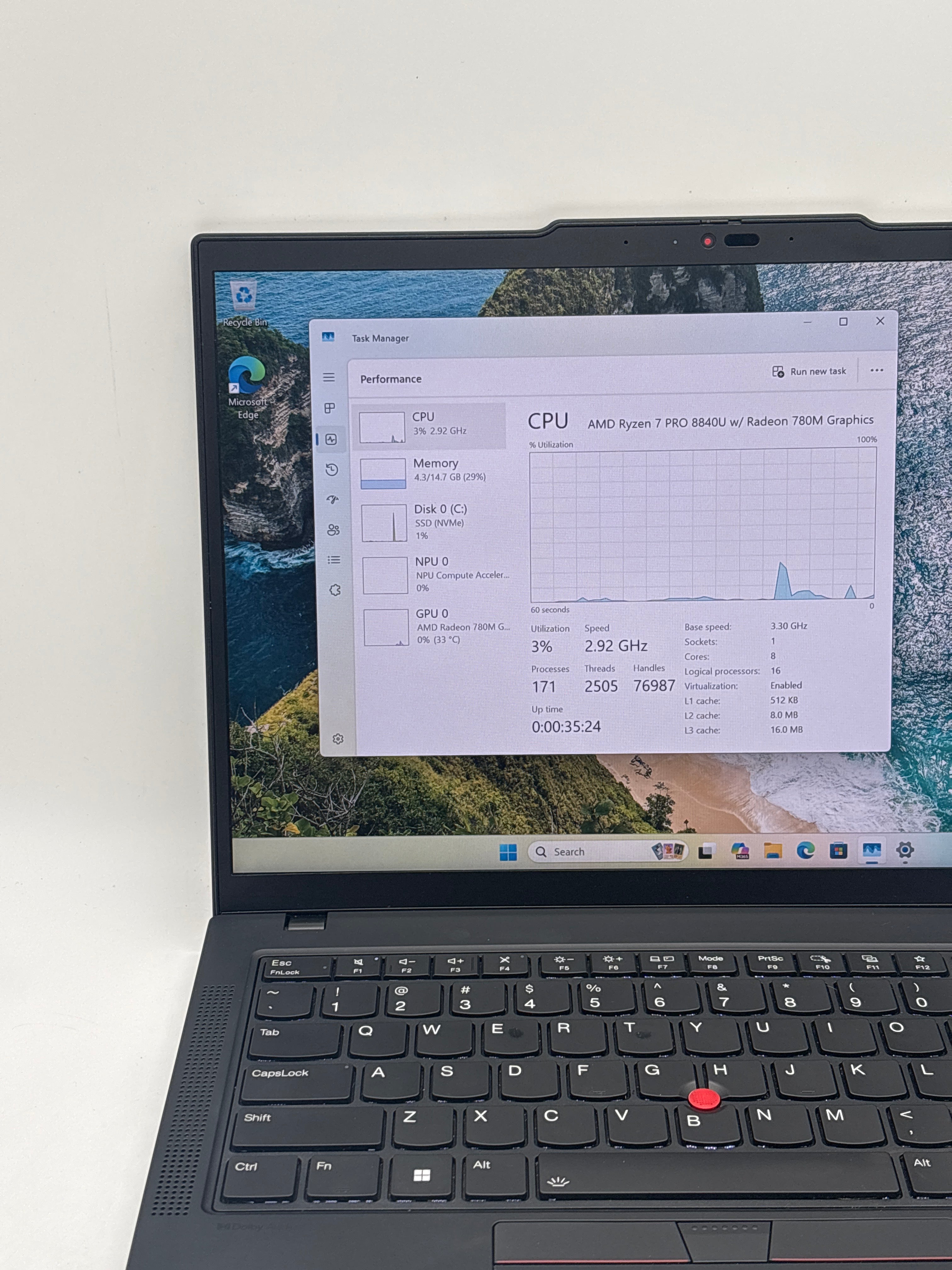 Lenovo ThinkPad T14 Gen 5 Ryzen 7 Pro 8840U 16GB RAM 512GB SSD - Read DESC