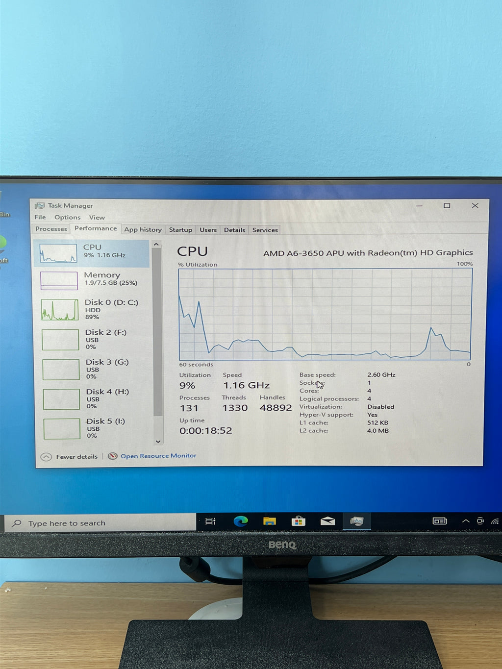 HP Pavilion P7-1234 AMD A6-3650 8GB RAM 1TB HDD - Used