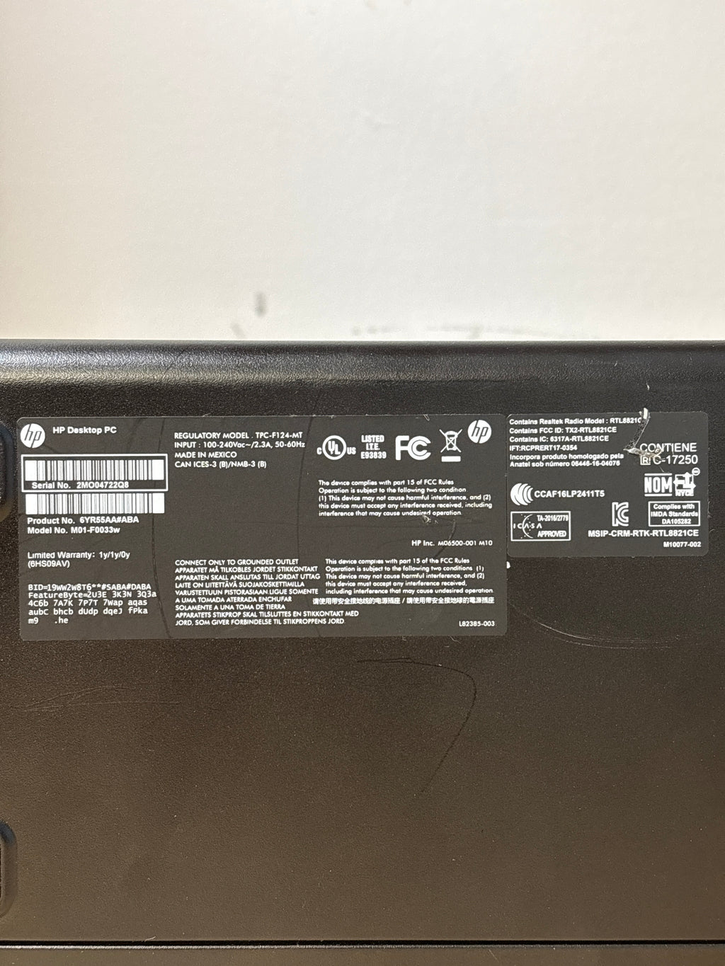 HP M01-F0033w Ryzen 3 3200G 8GB RAM 1TB HDD - For Parts (Bad HDD)