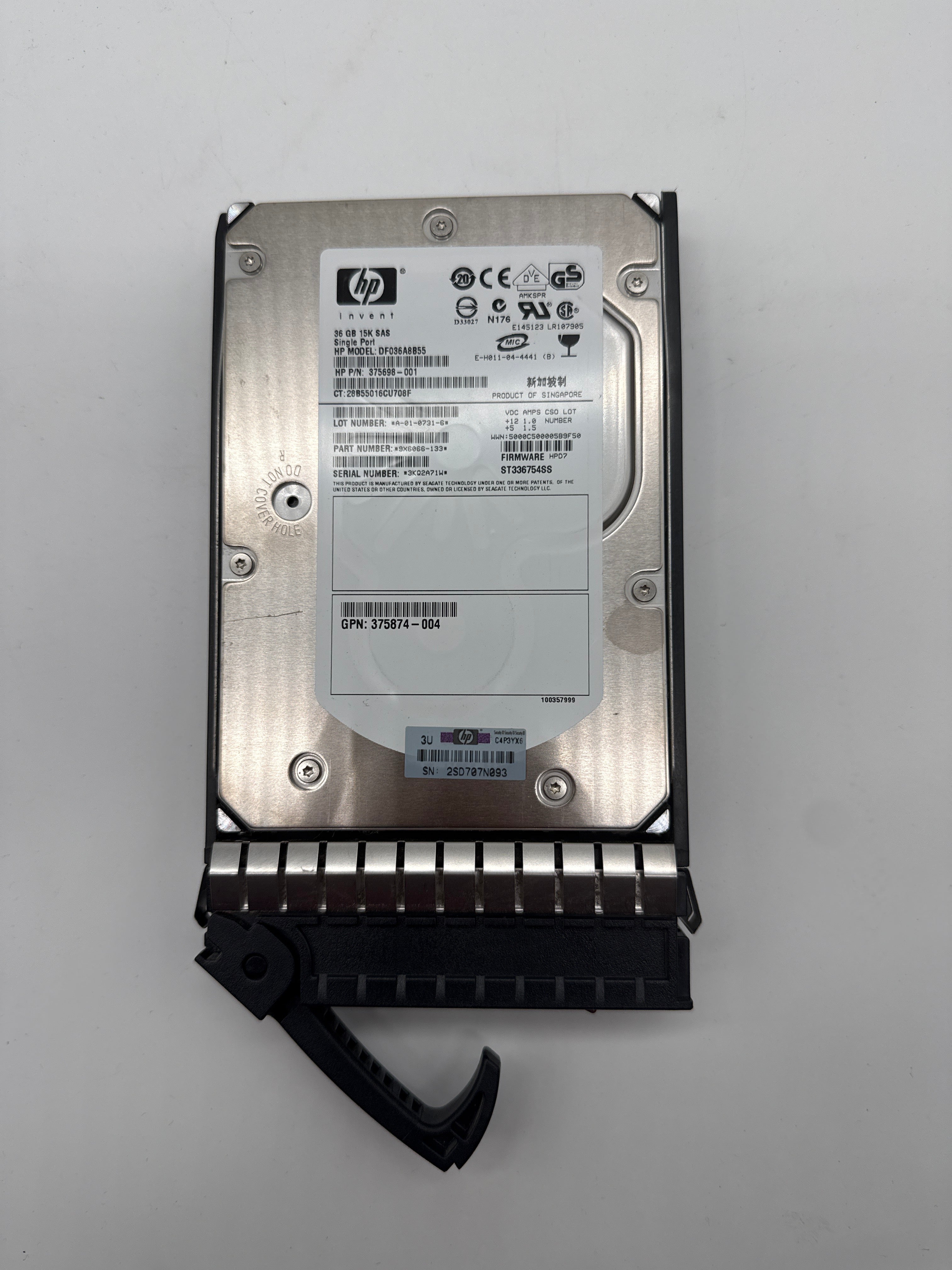HP DF036A8B55 36.4GB 15000RPM SAS Hot Swappable Hard Drive
