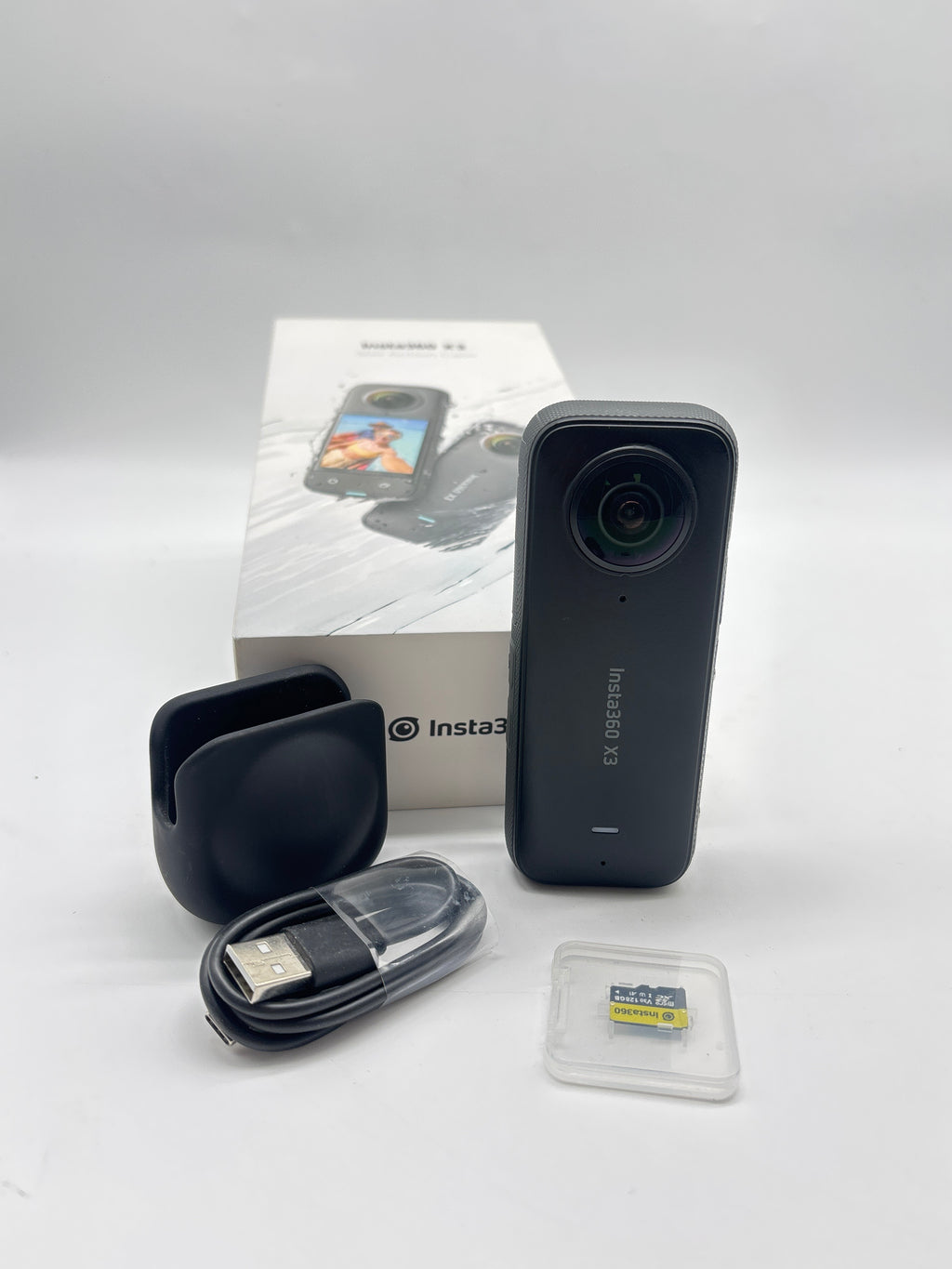 Insta360 X3 360 Action Camera with 128GB microSD Card and Accessories - Used