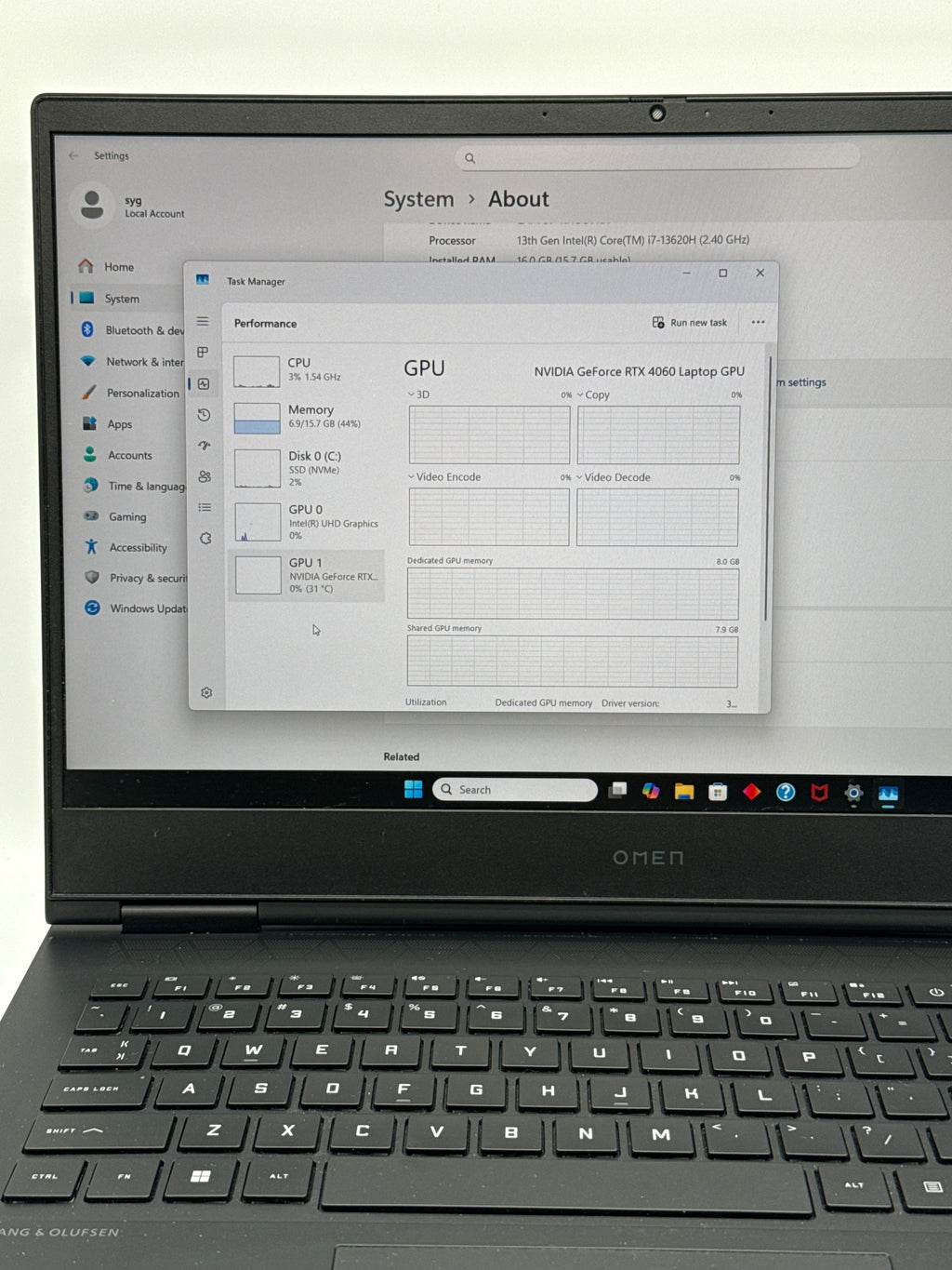 HP Omen 16-wd0073dx 16" i7-13620H 16GB RAM 1TB SSD RTX 4060 Laptop