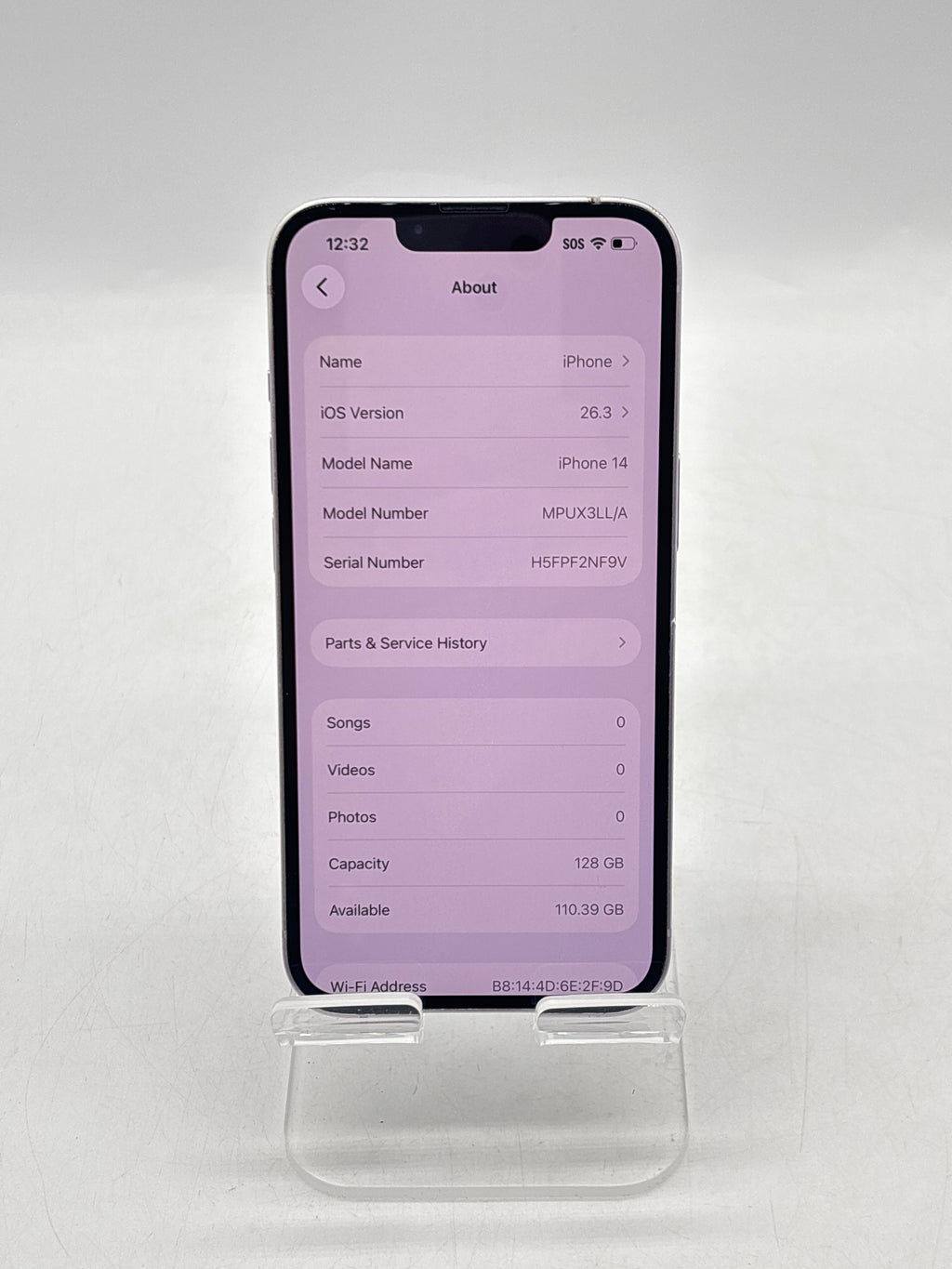 Apple iPhone 14 6.1" 128GB Purple Unlocked - Service Battery