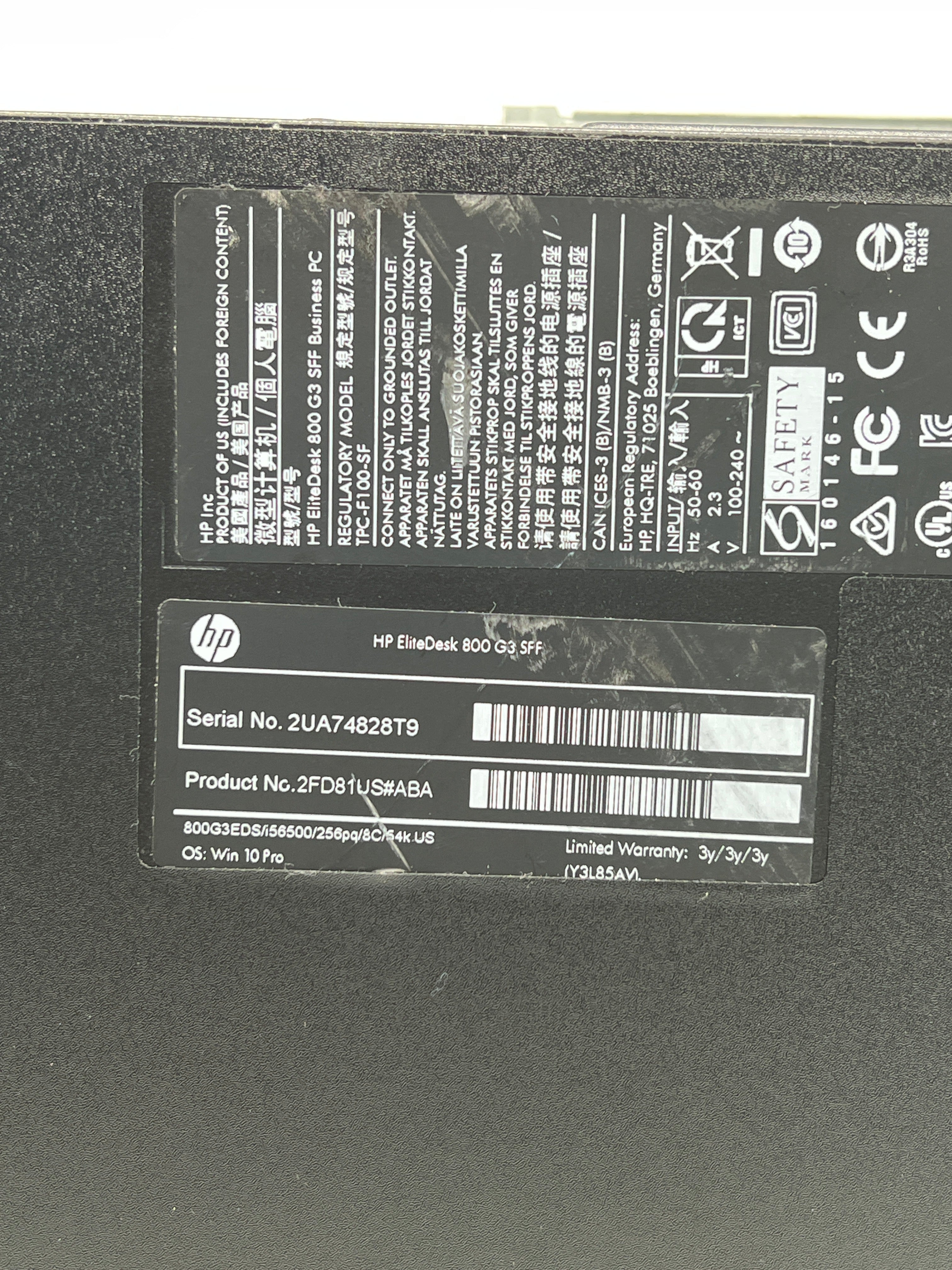 HP Elitedesk 800 G3 SFF Desktop i5-6500 3.2GHz 8GB RAM 2TB HDD - Used