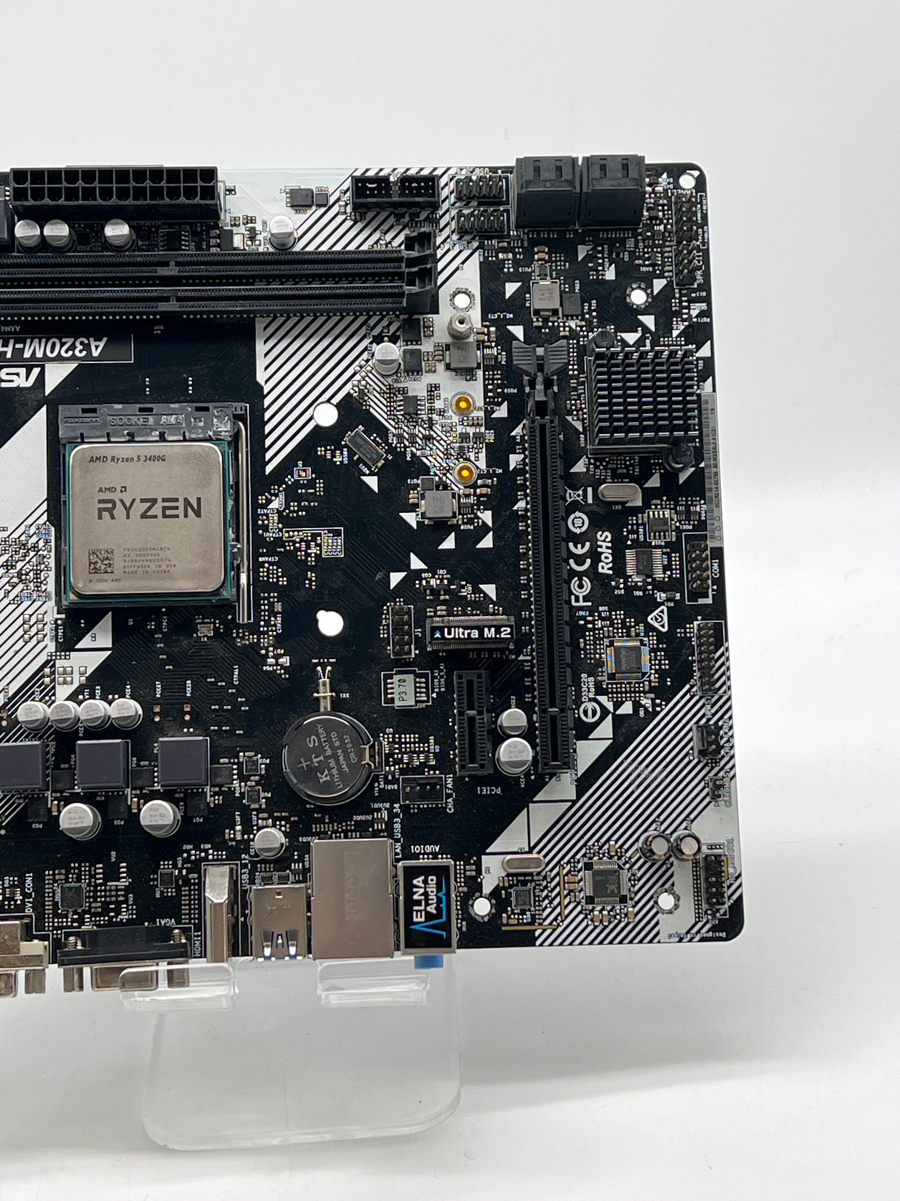 ASRock A320M-HDV AM4 Motherboard w AMD Ryzen 5 3400G - Used