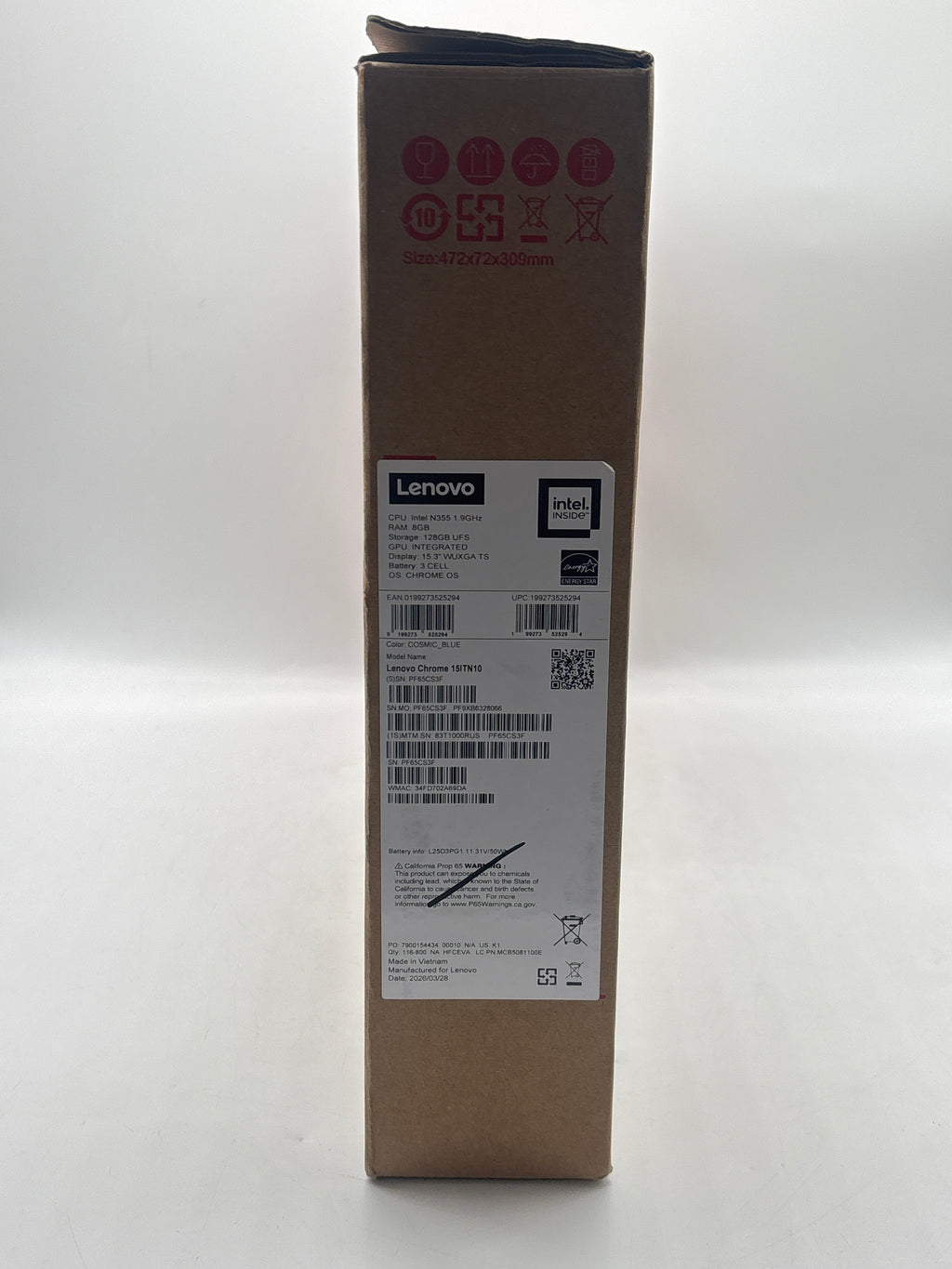 Lenovo 15ITN10 15" Intel N355 8GB RAM 128GB SSD Cosmic Blue - Open Box