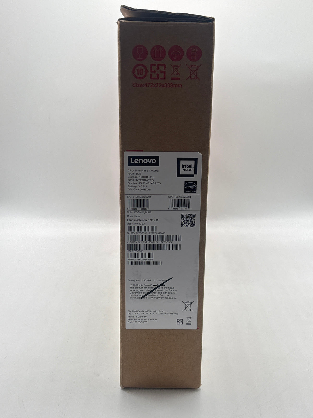 Lenovo 15ITN10 15" Intel N355 8GB RAM 128GB SSD Cosmic Blue - Open Box