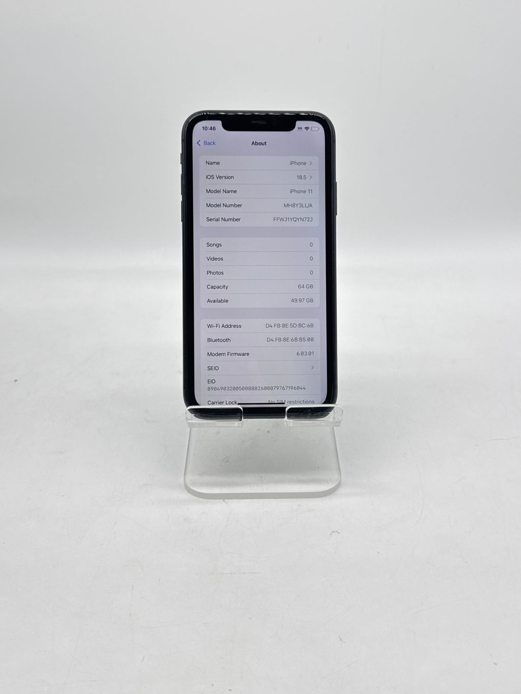 Apple iPhone 11 6.1" A2111 64GB Black Factory Unlocked - Used