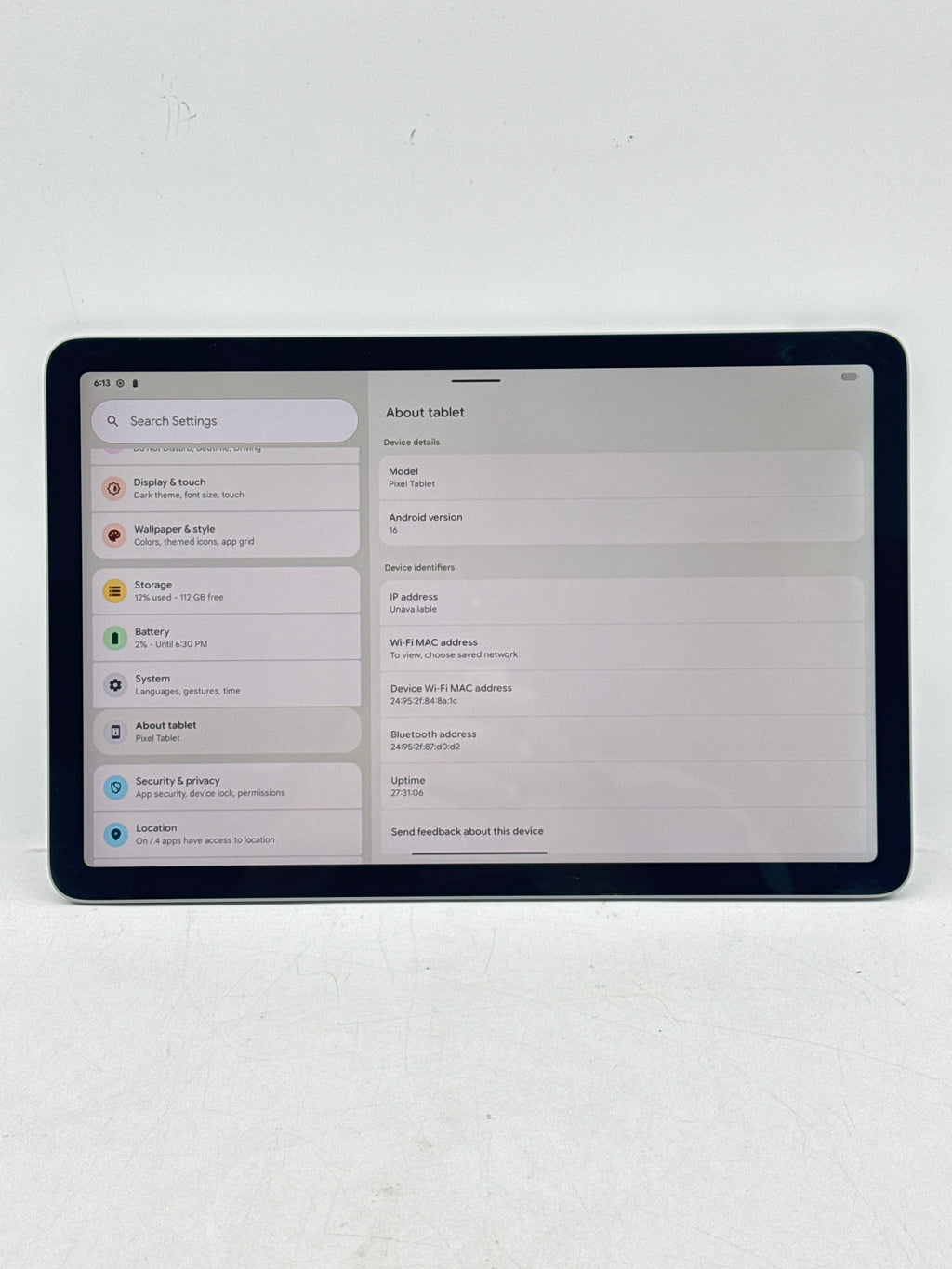 Google Pixel Tablet 11" 128GB Wi-Fi w/ Charging Speaker Dock Gray - Used