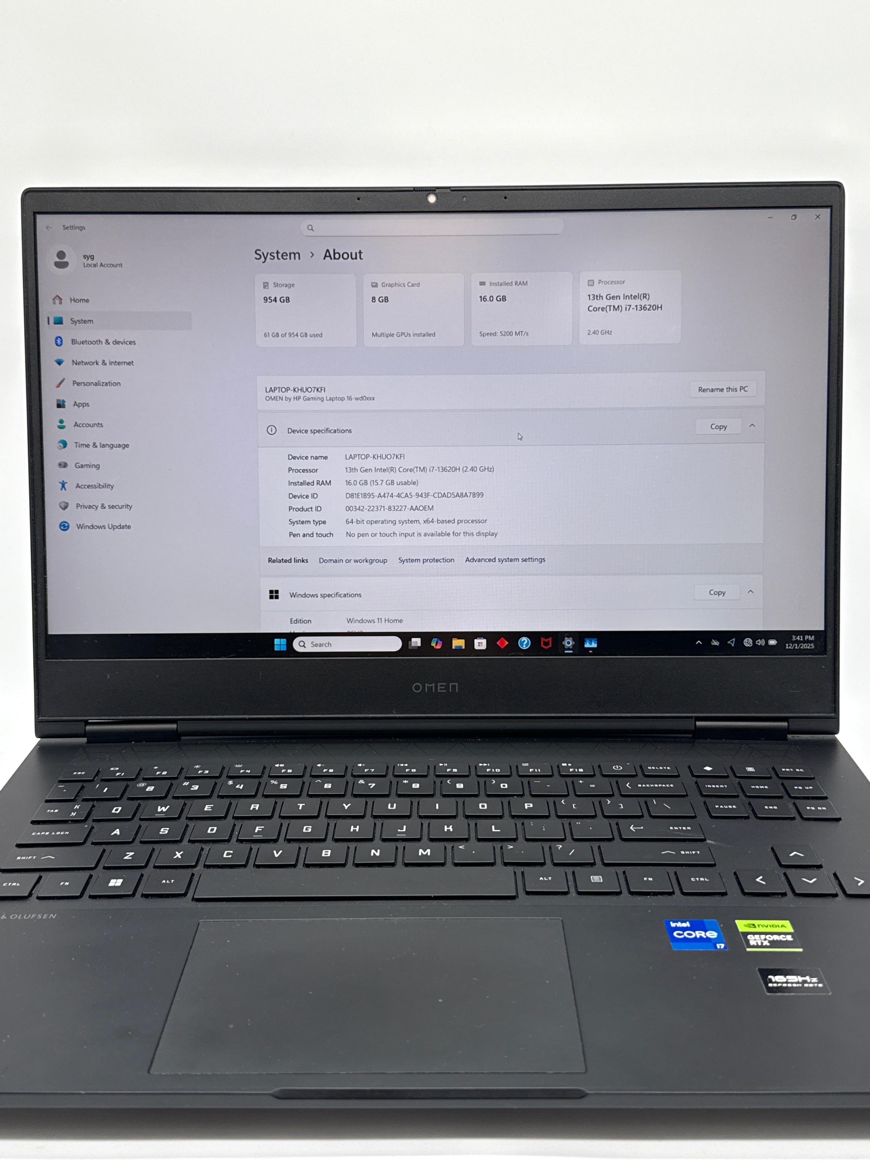 HP Omen 16-wd0073dx 16" i7-13620H 16GB RAM 1TB SSD RTX 4060 Laptop