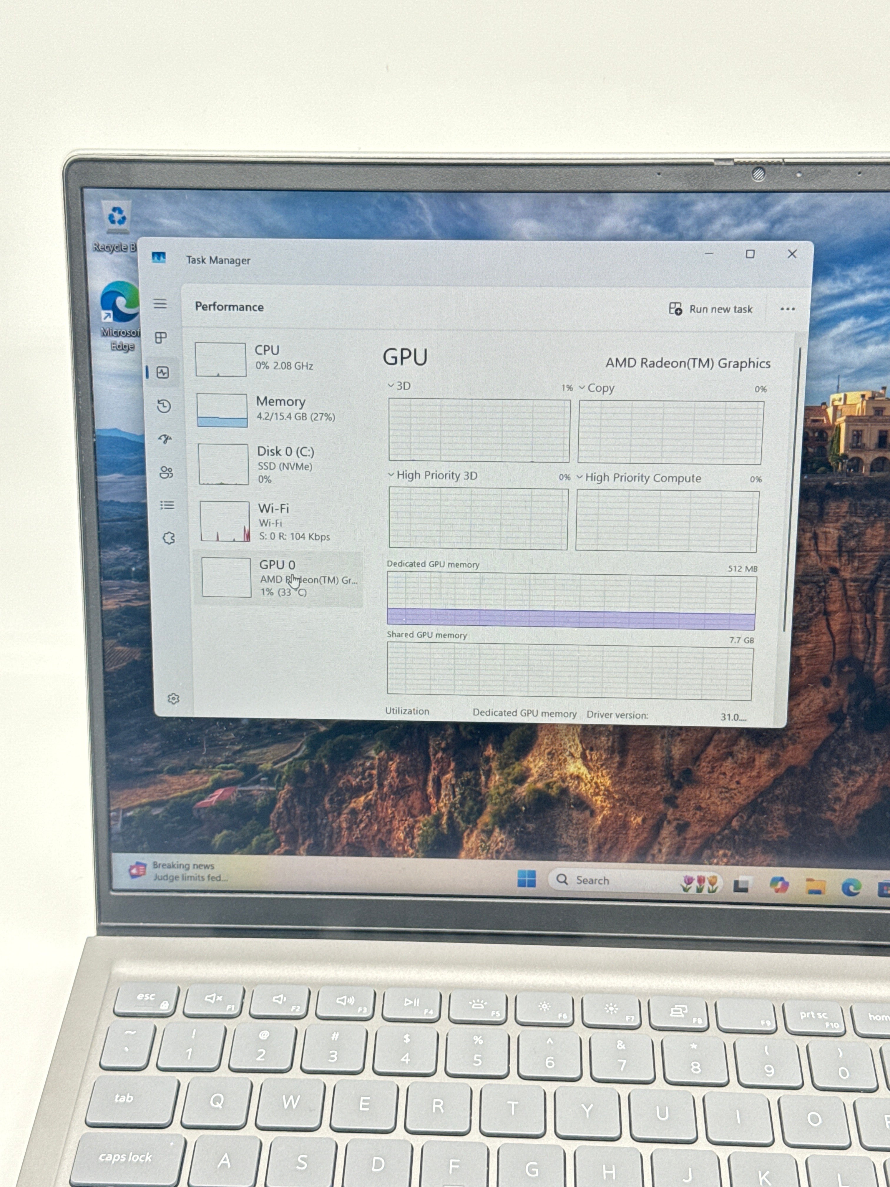 Dell Inspiron 5515 15.6" FHD AMD Ryzen 7 5700U 16GB RAM 512GB SSD Gray Used