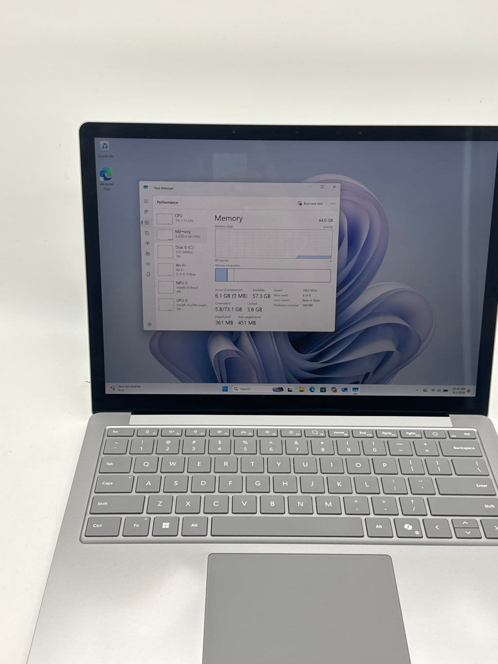 Microsoft Surface Laptop 6 Ultra 7 165H 64GB RAM 1TB SSD Silver - Remotely Managed