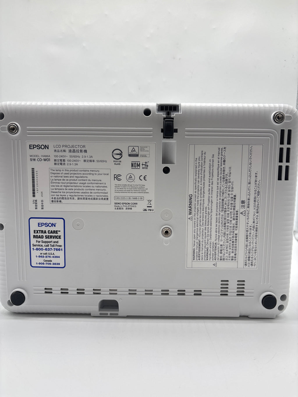 Epson CO-W01 WXGA 1280x800 3000 Lumens 3LCD Projector White - Used