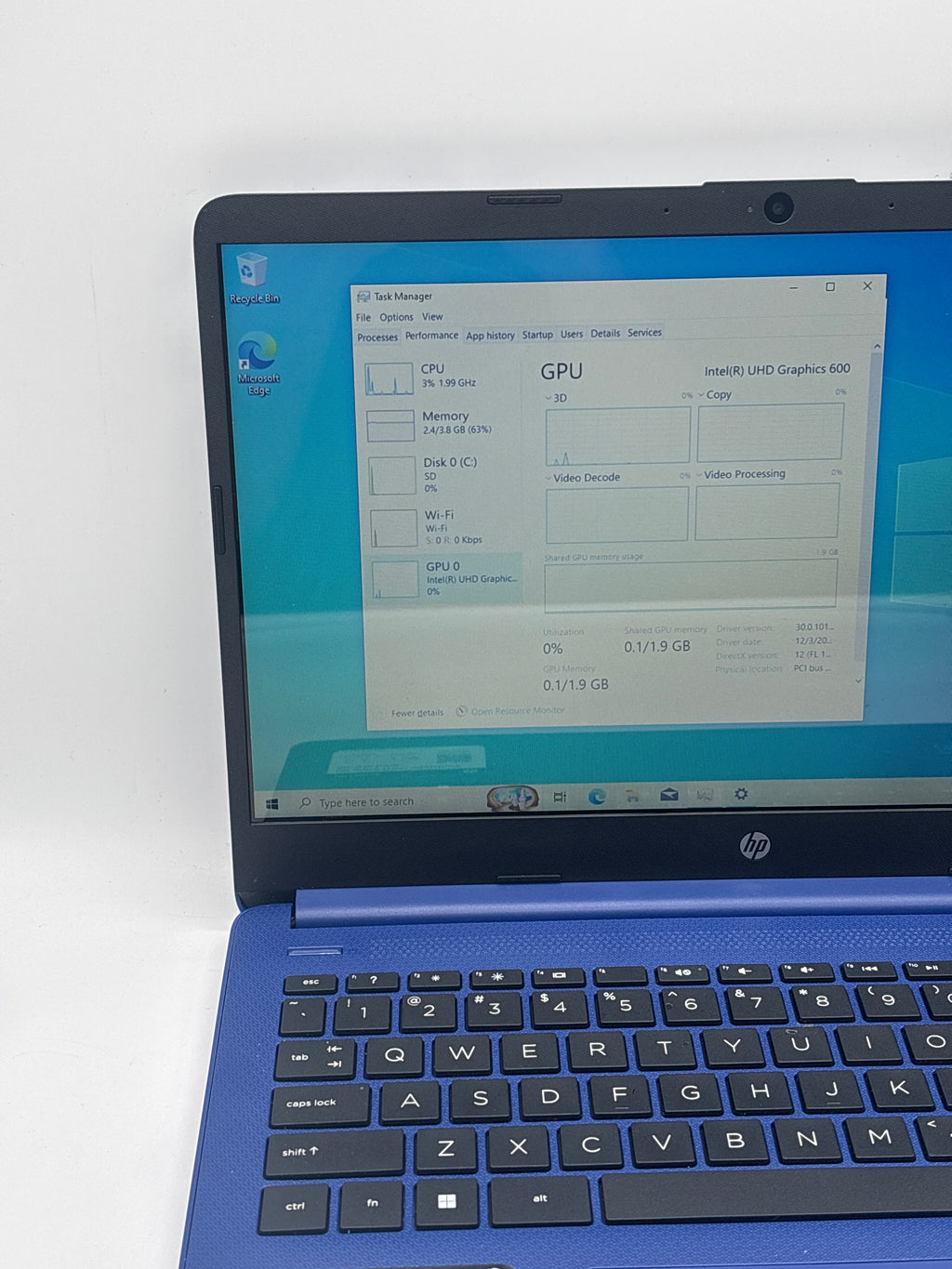 HP 14-dq0055dx Celeron N4120 4GB RAM 64GB SD
