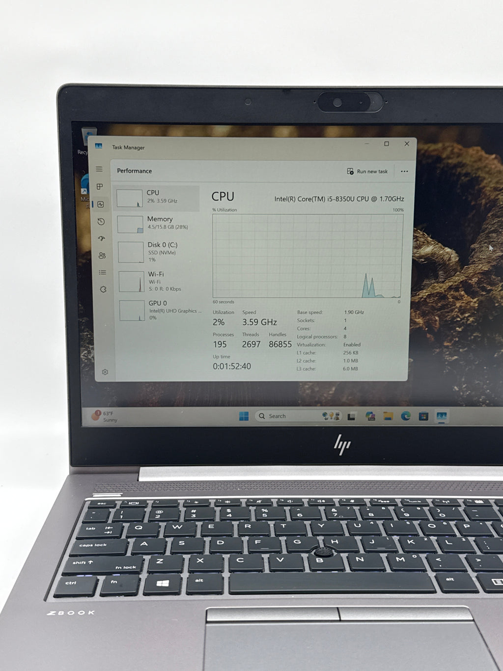 HP ZBook 14u G5 Intel i5-8350U 16GB RAM 256GB SSD