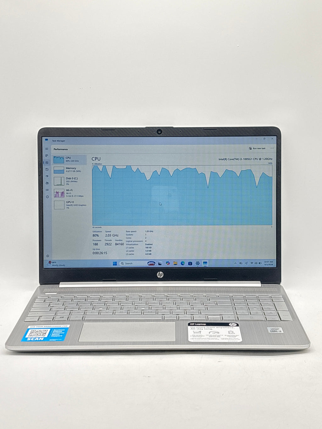 HP 15-dy1091wm 15" Intel Core i3-1005G1 8GB RAM 256GB SSD Gray - Bad Keyboard