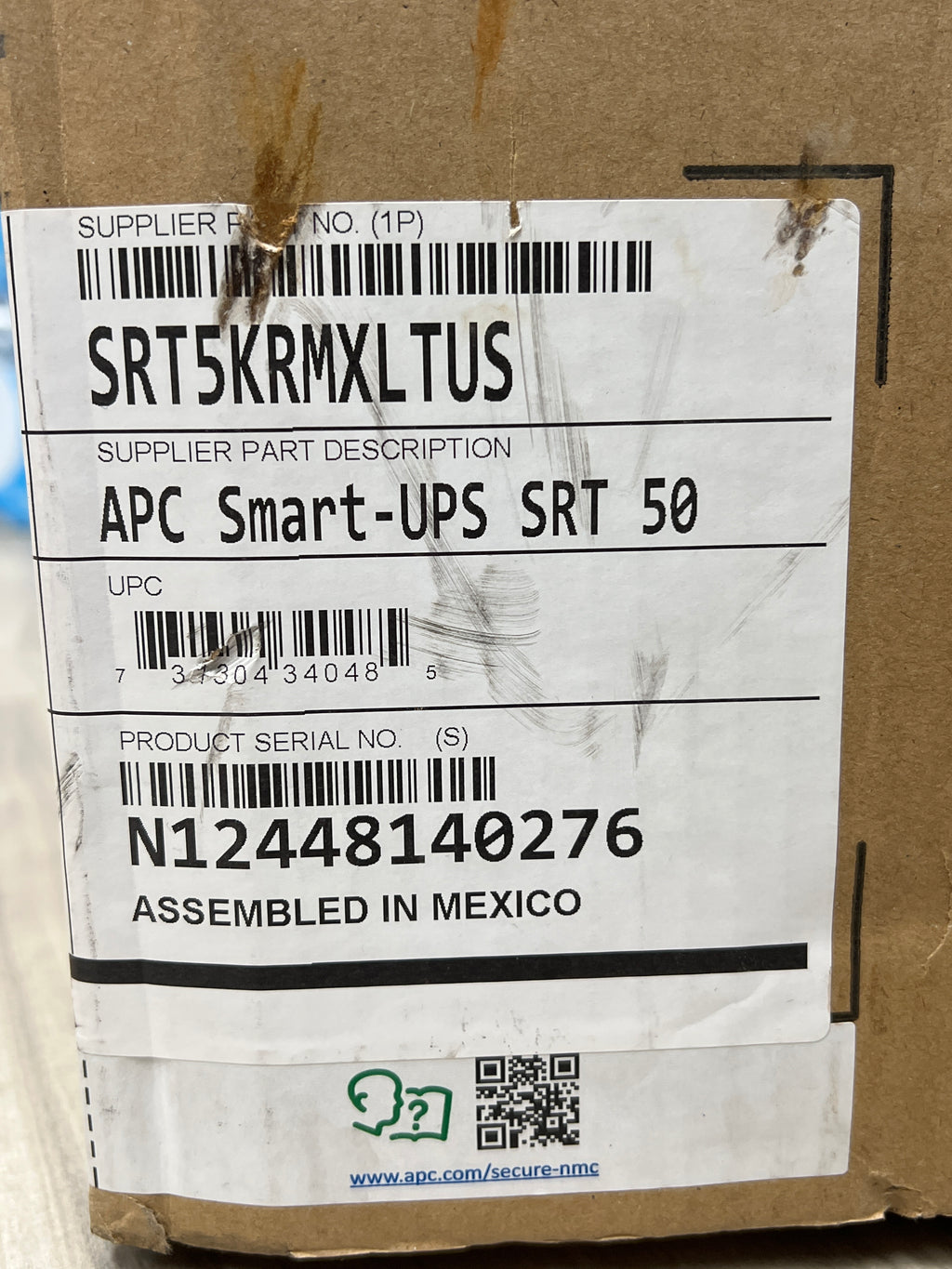APC SRT5KRMXLT Smart UPS Black New In Box