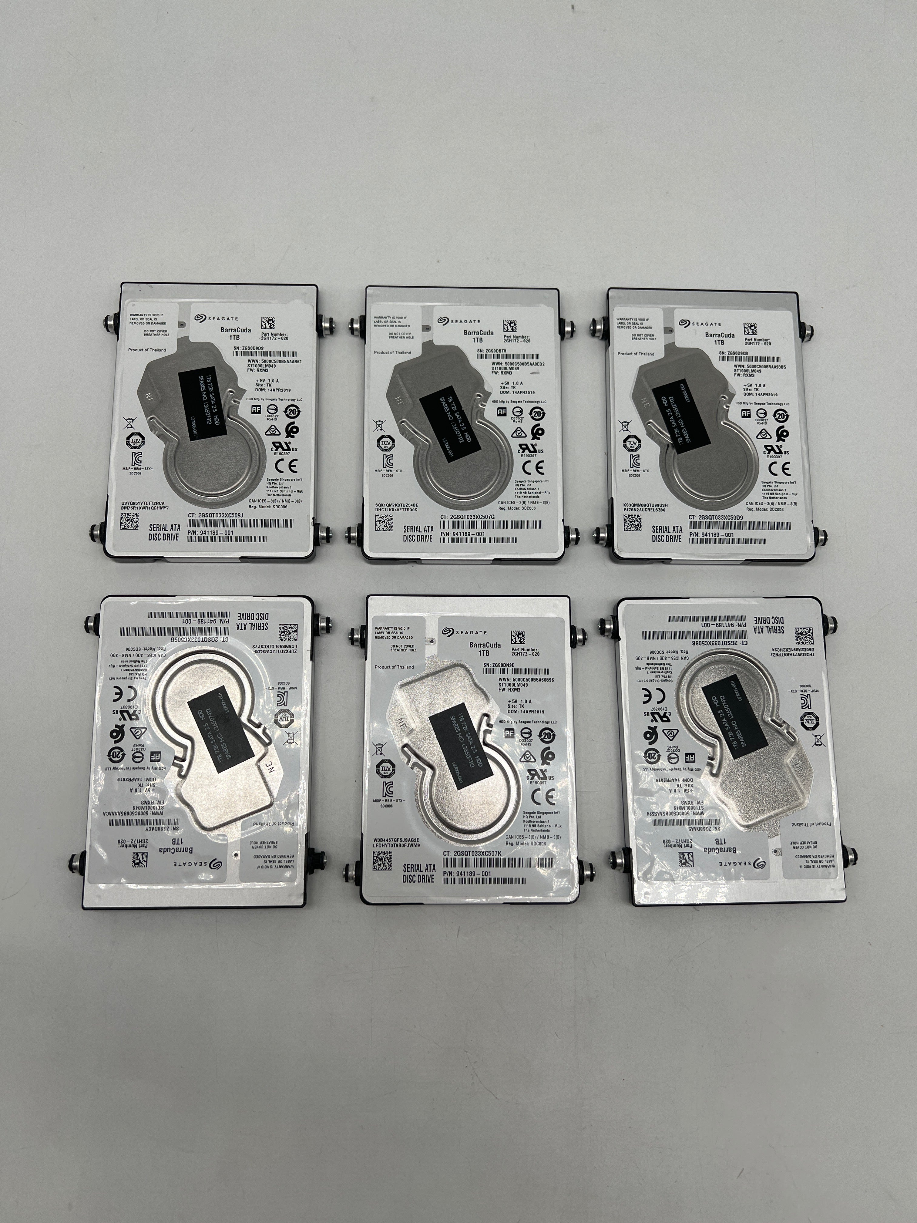(Lot of 6) Seagate Barracuda 1TB 2.5 in SATA III Internal Laptop HDD