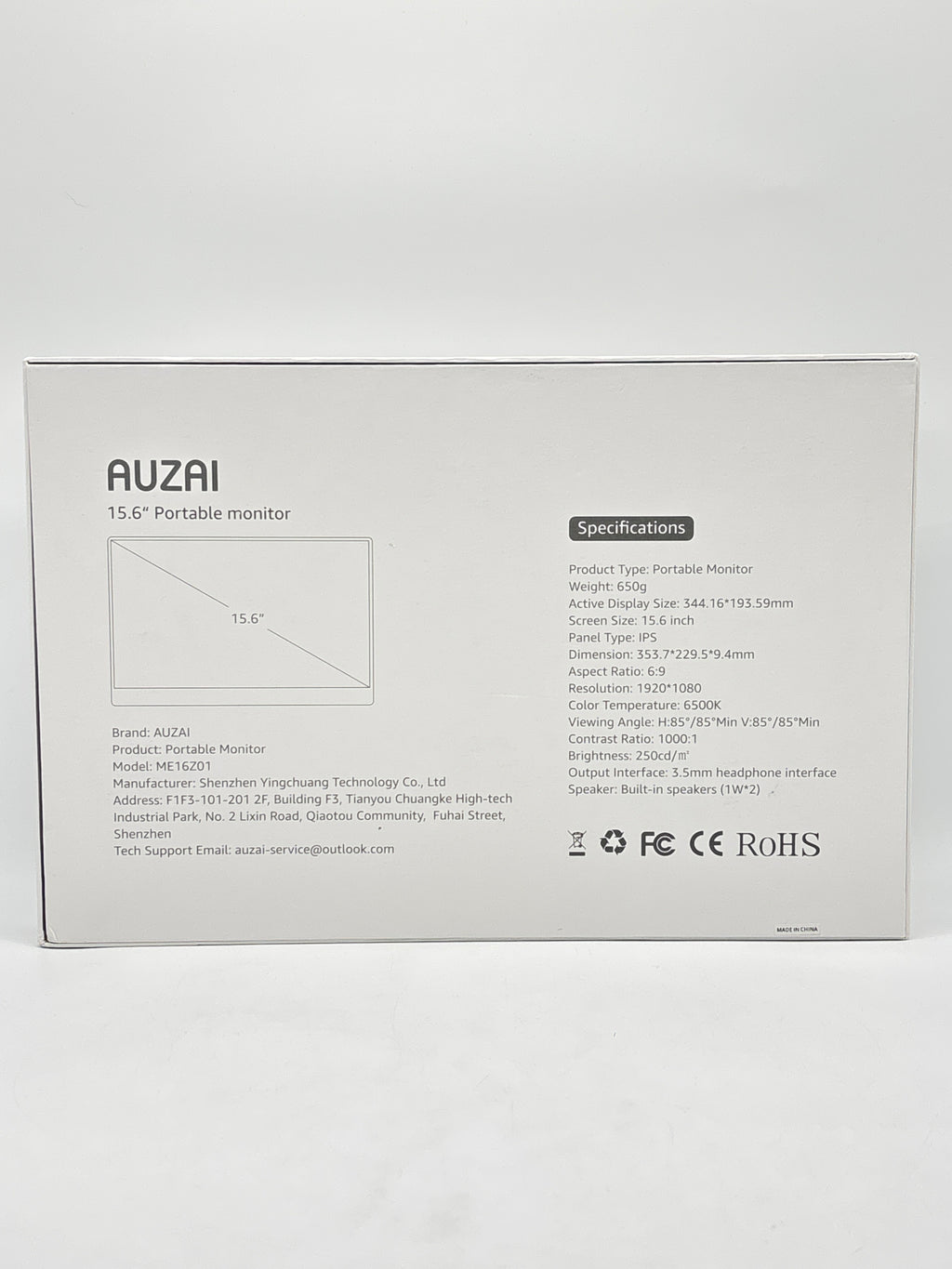 Auzai Black Portable HDMI USB C Computer Ultra Slim LCD Display - Used