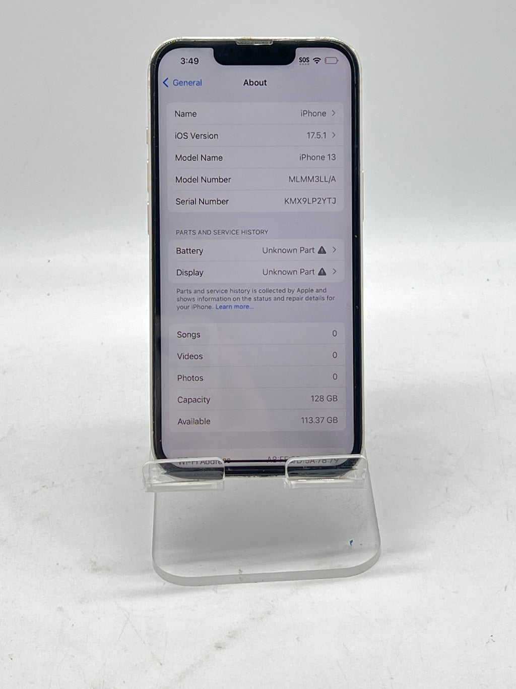Apple iPhone 13 128 GB Metro Pink - For Parts (Cracked back, Aftermarket battery and display)
