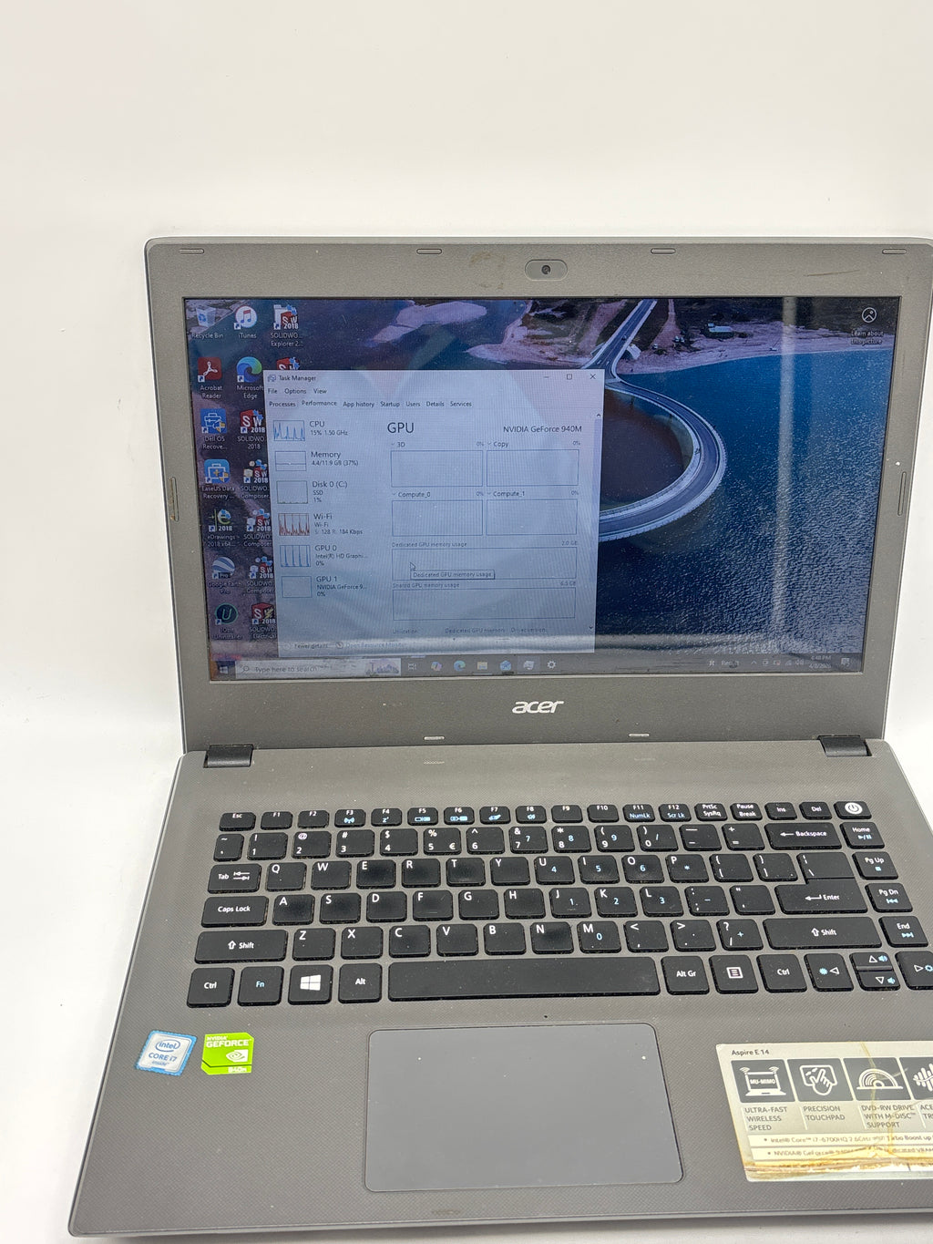 Acer Aspire E5-491G i7-6700hq 12GB RAM 1TB SSD Geforce 940M - Used