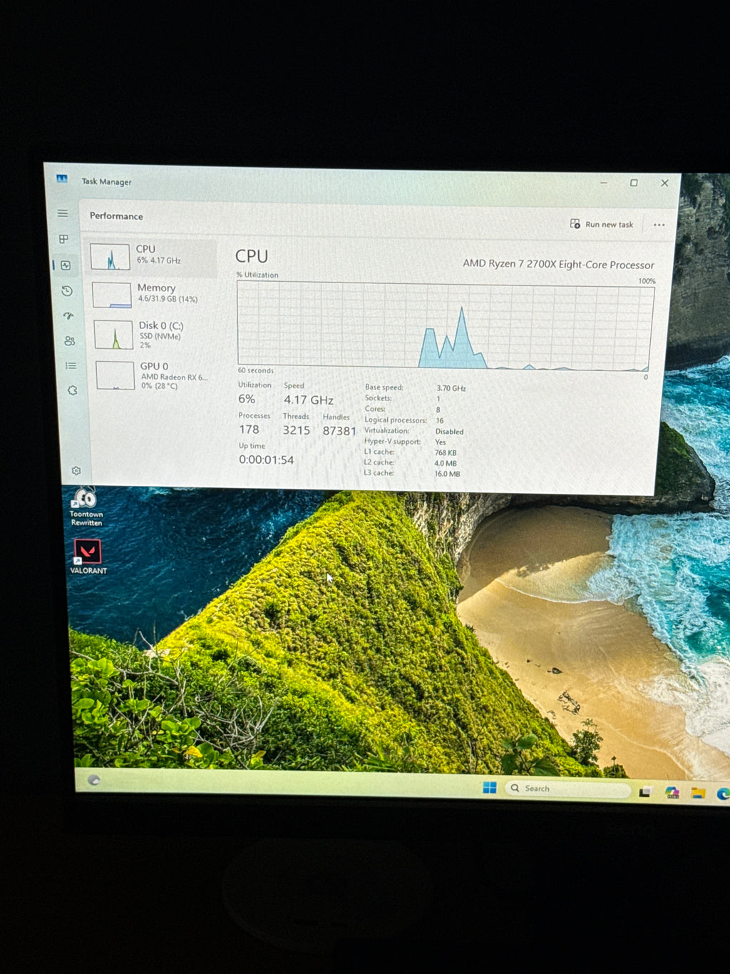 Custom PC Ryzen 7 2700X 32GB RAM 2TB SSD RX6700 XT