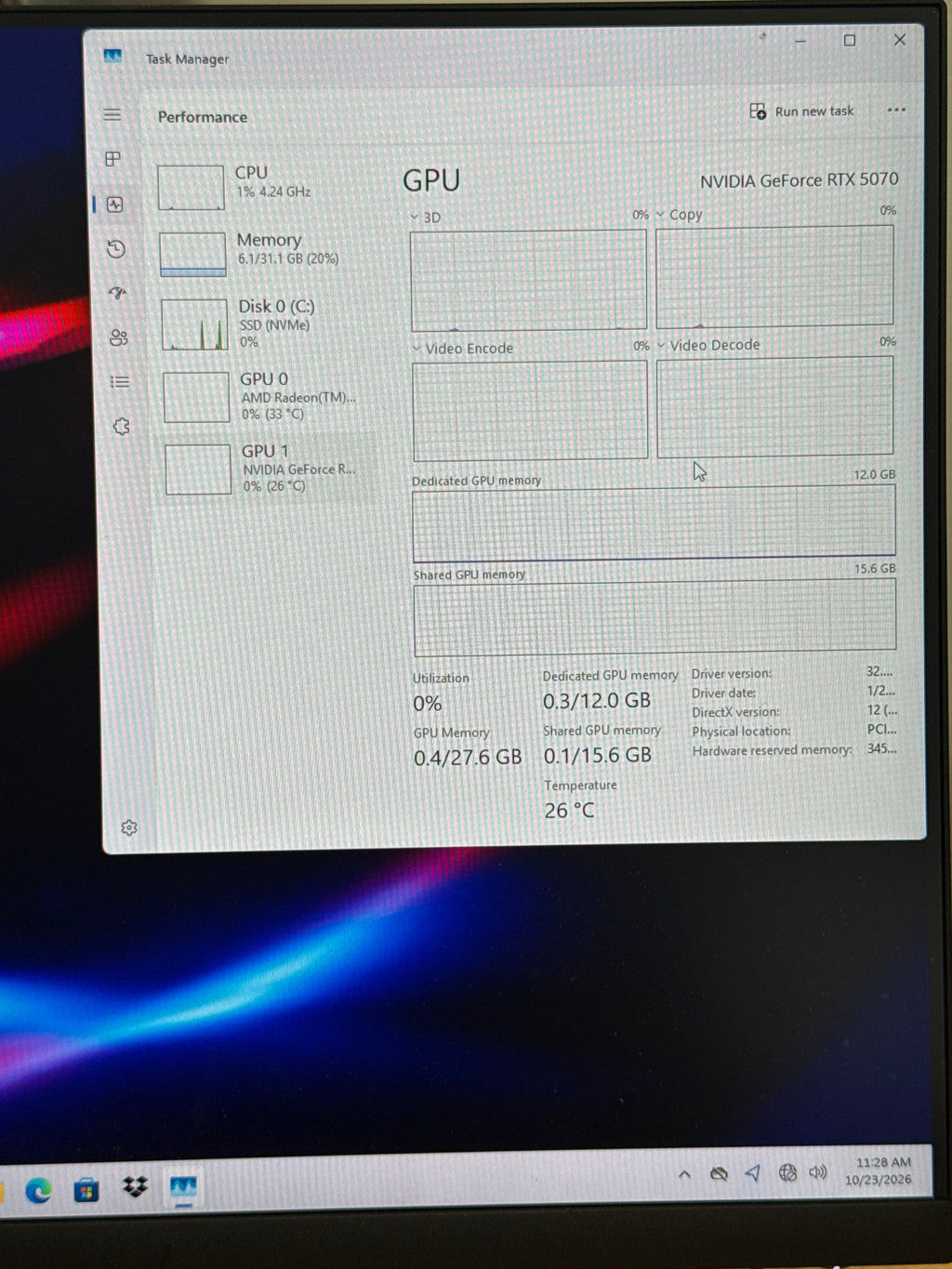 Acer Nitro N60-180 Ryzen 9 7900 32GB RAM 1TB SSD RTX 5070 Desktop - Used