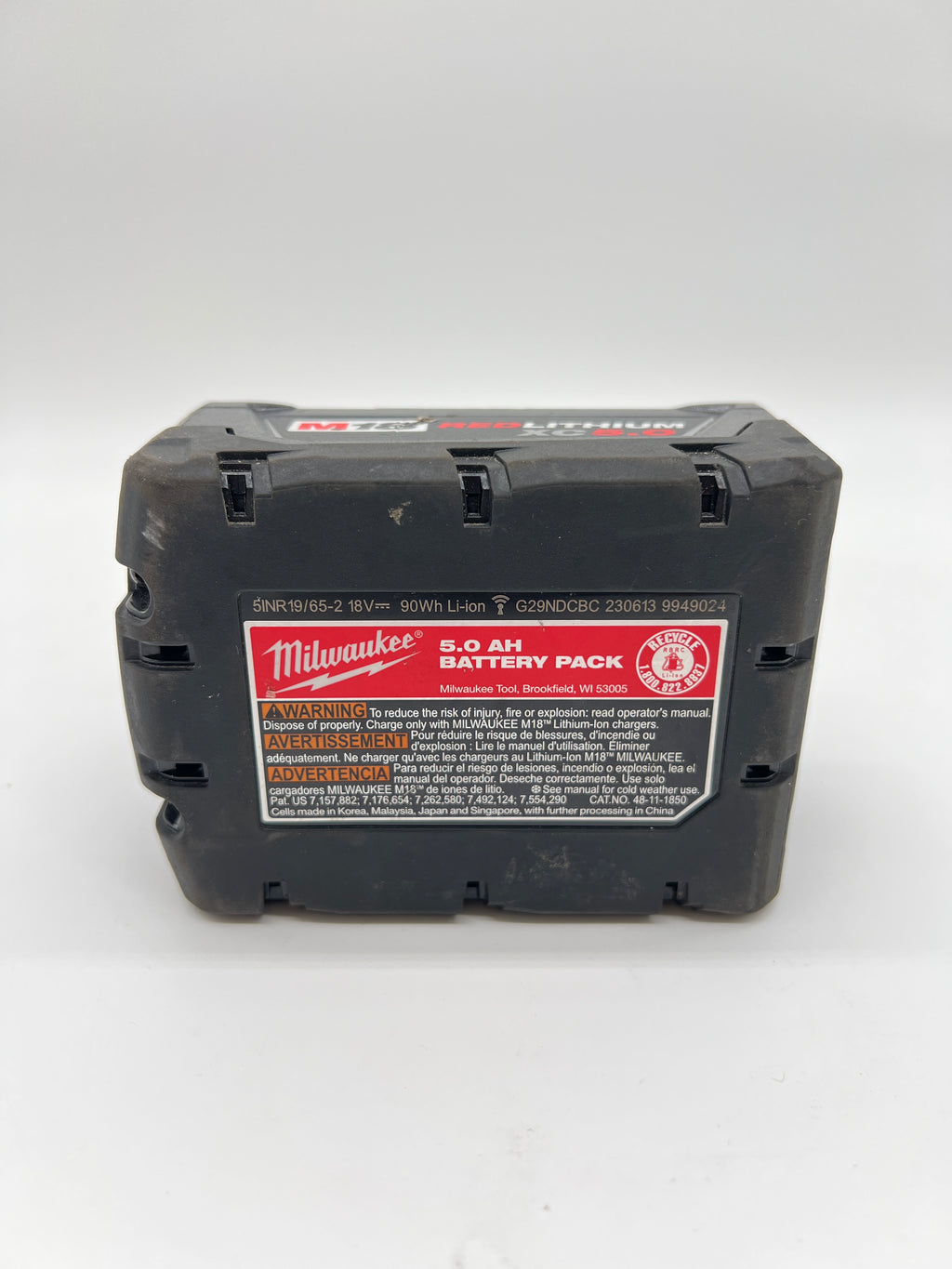 Milwaukee M 18 Red Lithium XC 5.0 AH Battery 18V Black Used