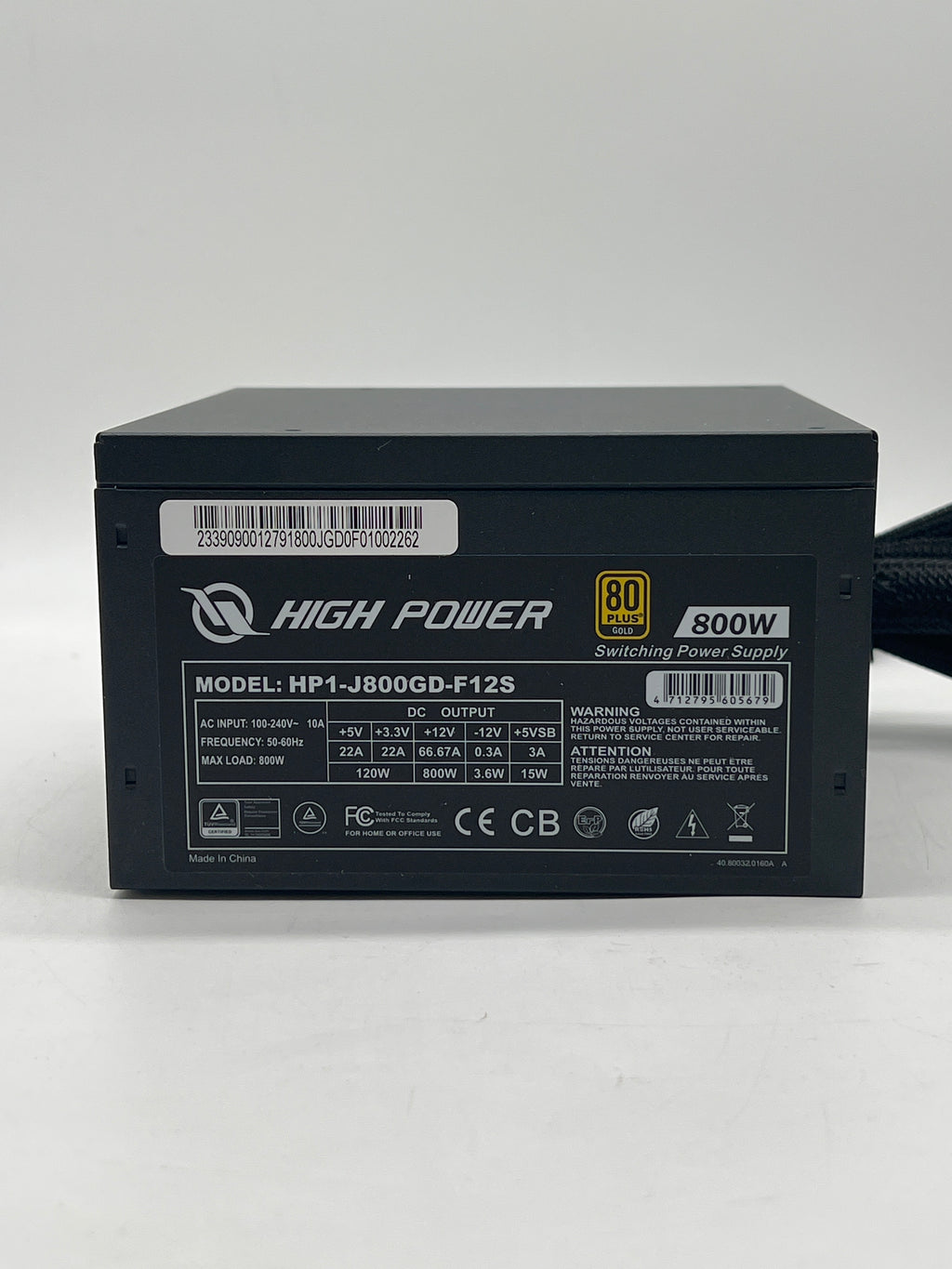 High Power HP1-J800GD-F12S 800W 80 Plus Gold ATX Power Supply
