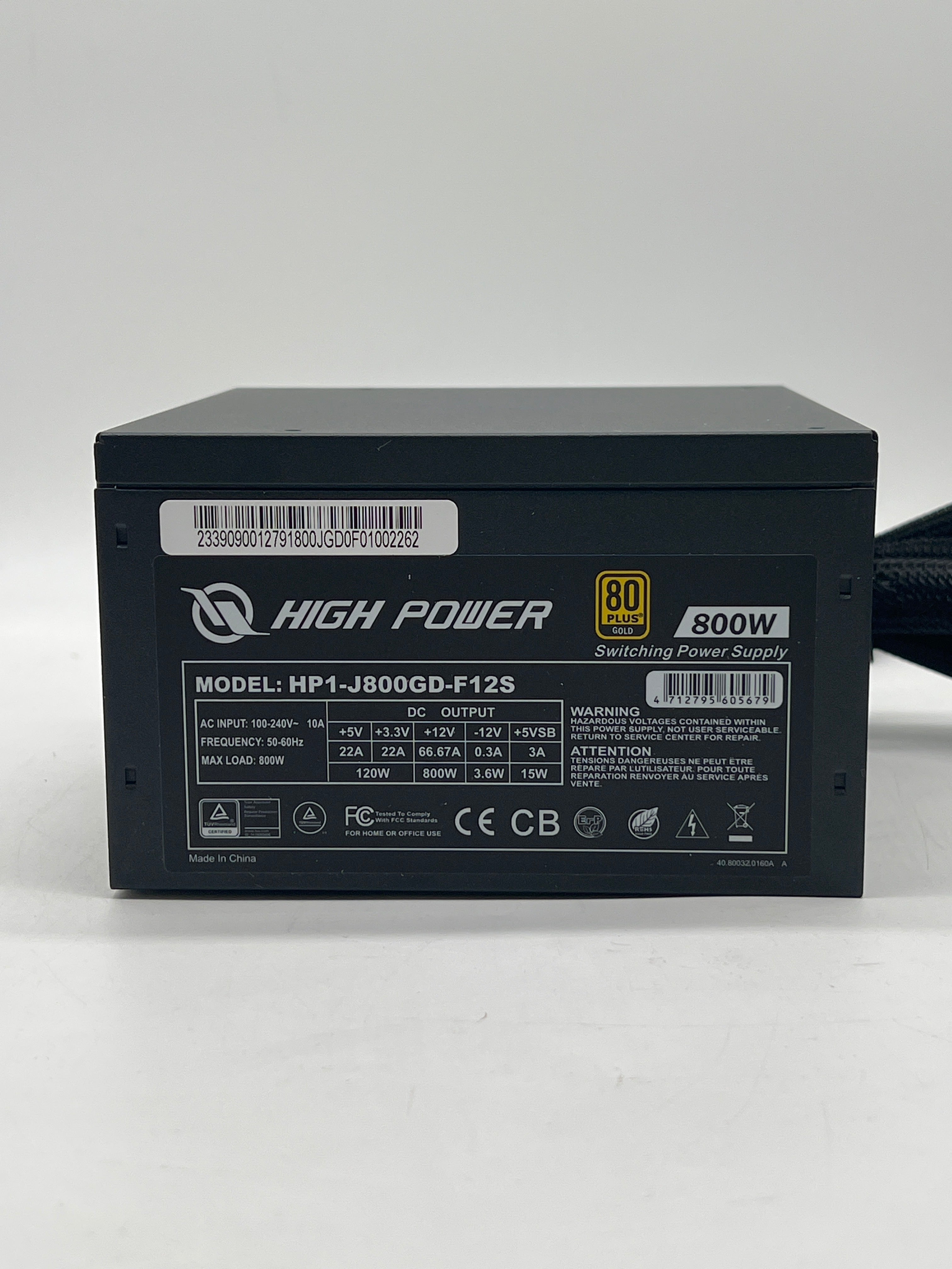 High Power HP1-J800GD-F12S 800W 80 Plus Gold ATX Power Supply