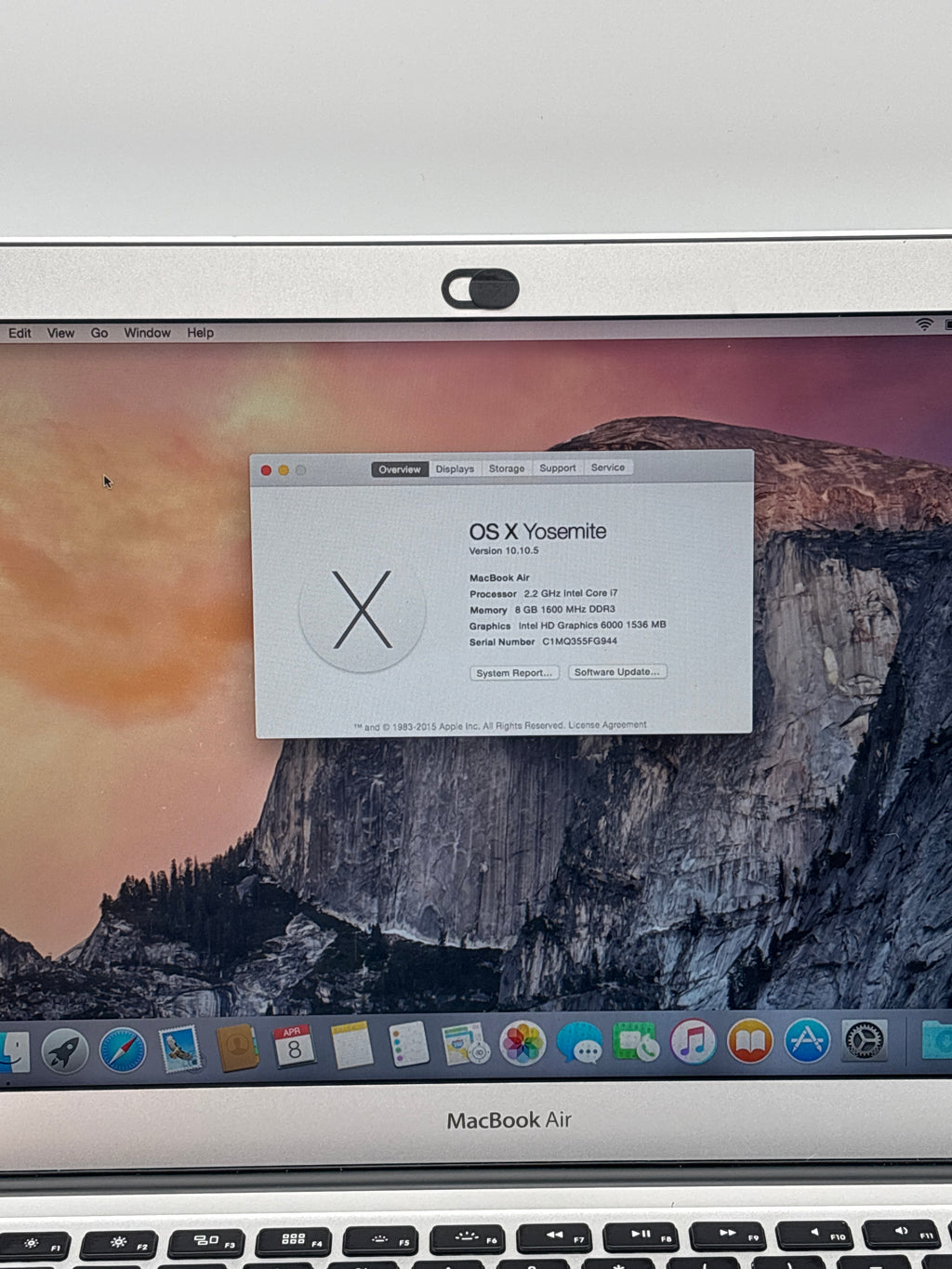 Apple MacBook Air 13" A1466 2015 i7 8GB ram 256GB SSD - For Parts (Read)