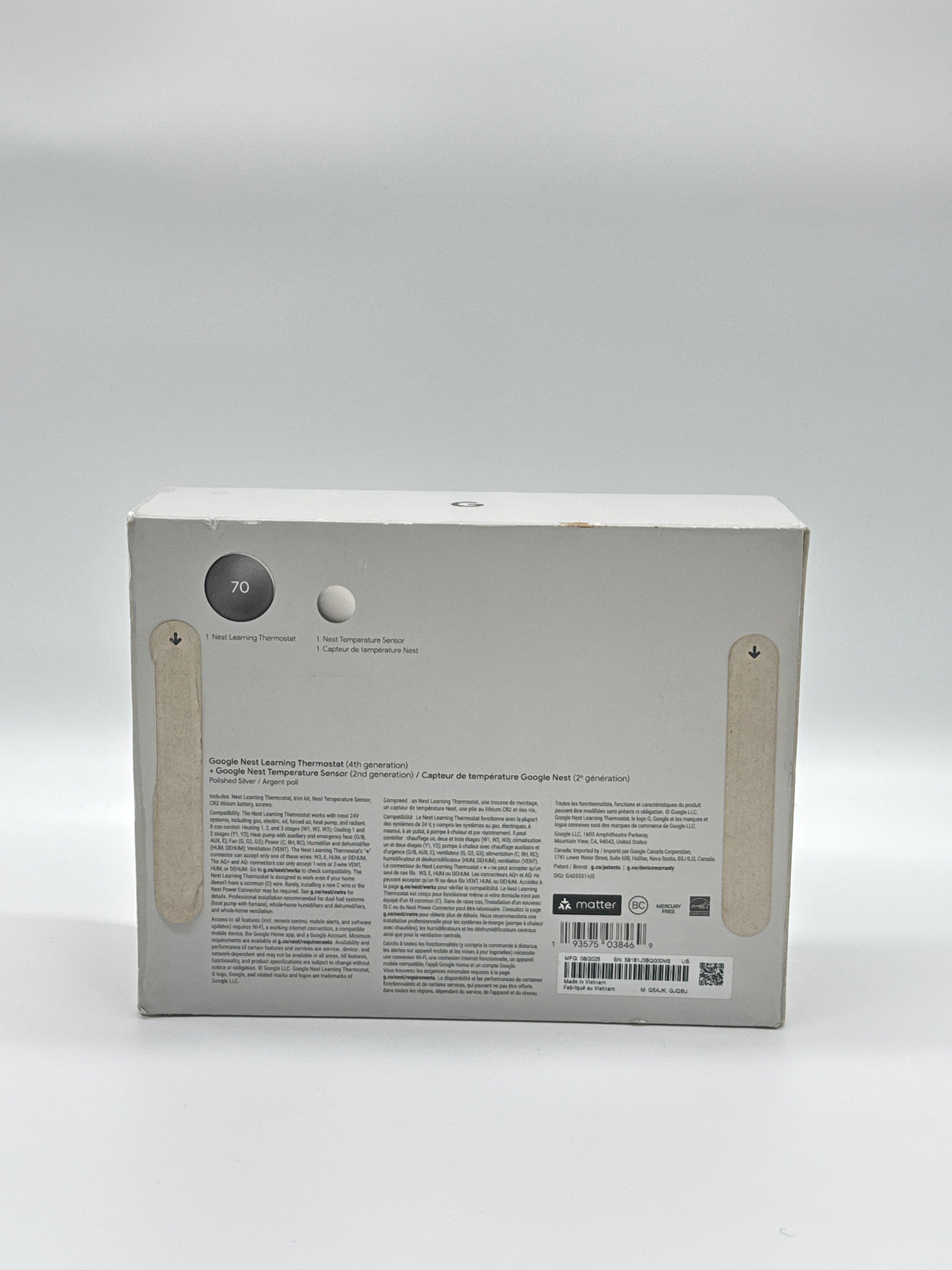 Google Nest Learning Thermostat 4th Gen Silver Programmable New In Box