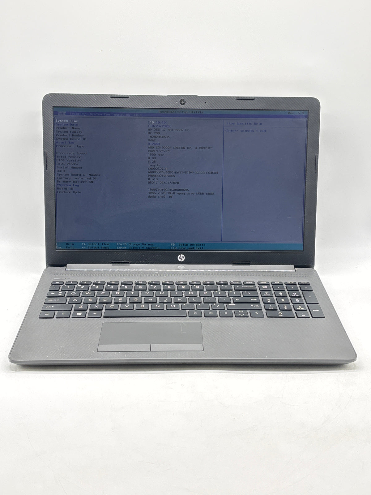 HP 255 G7 15.6in AMD E2-9000e 8GB RAM 128GB SSD Black - READ