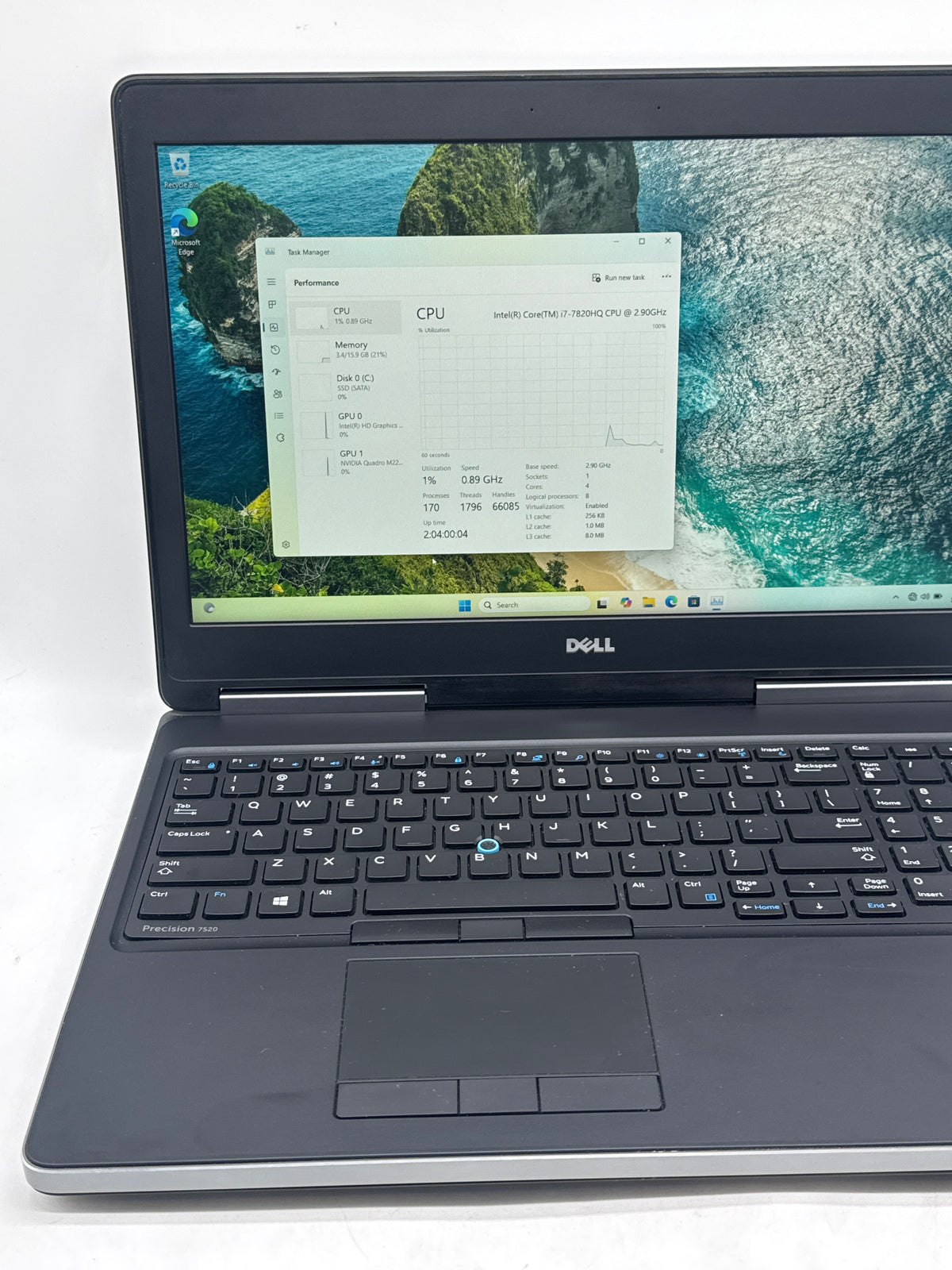 Dell Precision 7520 Core i7 7820HQ 16GB RAM 512GB SSD Quadro M2200 - Used