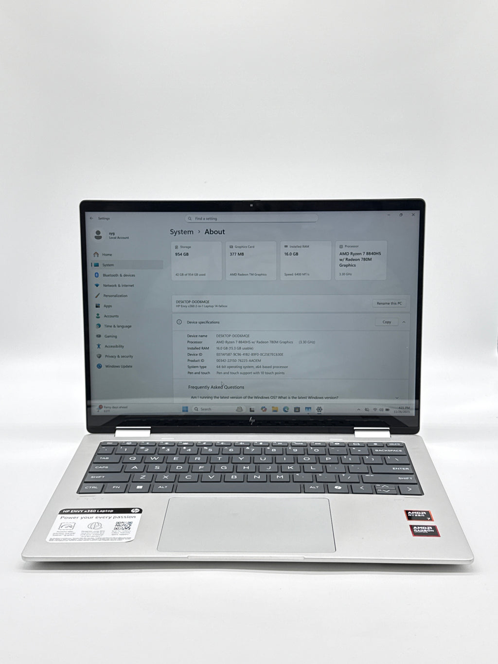 HP ENVY X360 14" AMD Ryzen 7 16GB RAM 1TB SSD
