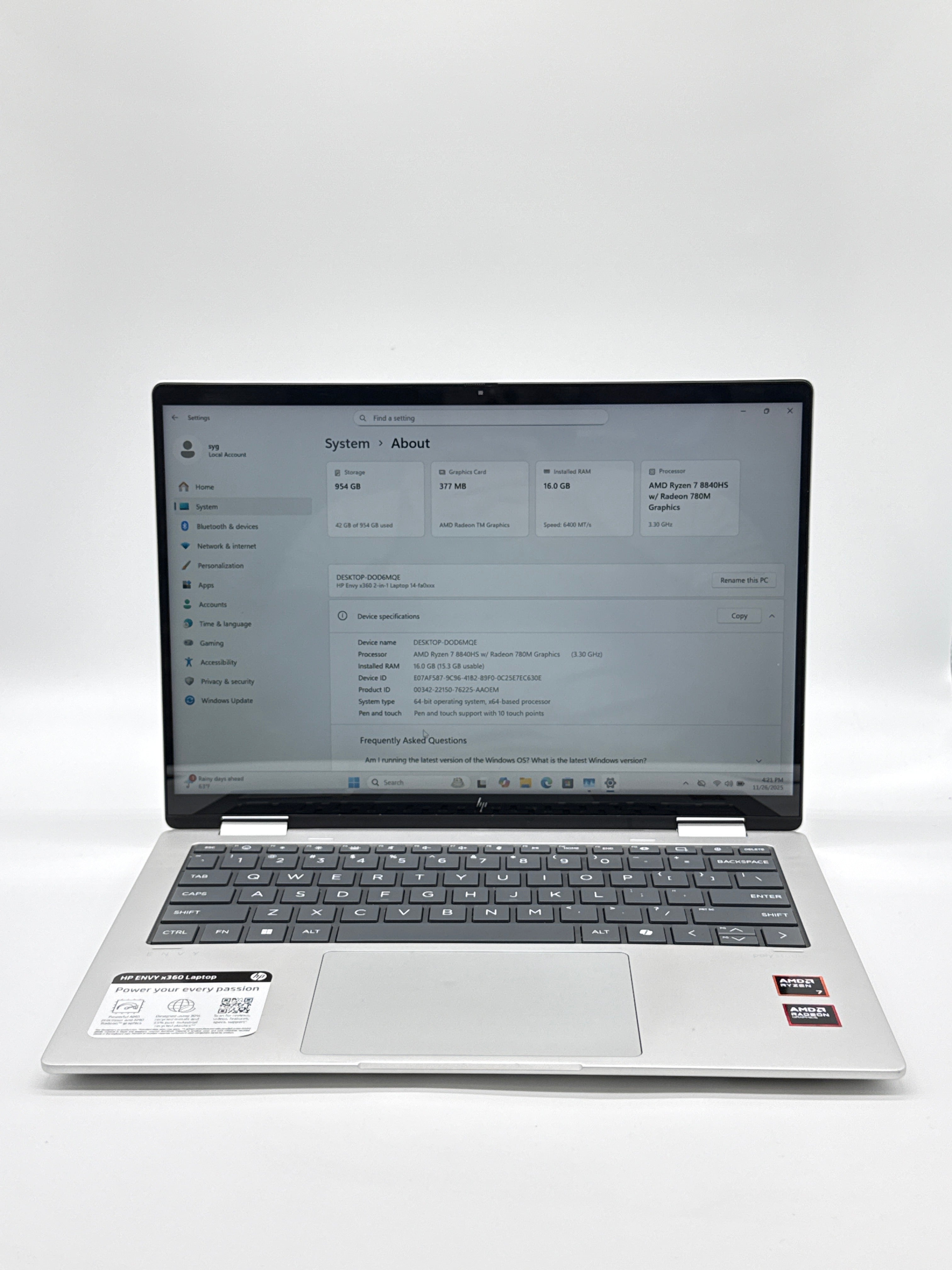 HP ENVY X360 14" AMD Ryzen 7 16GB RAM 1TB SSD