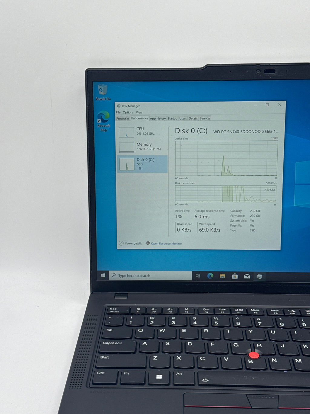 Lenovo ThinkPad T14 Gen 5 Ryzen 5 PRO 8540U 16GB RAM 256GB SSD - For Parts (Read)
