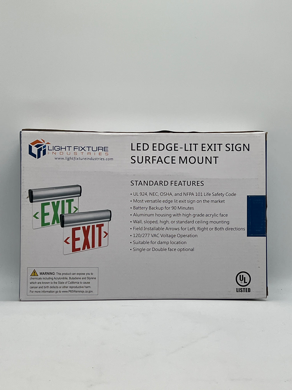Light Fixture Industries ELRT-G-A-BB-SC Exit sign + Surface Mount - New In Box