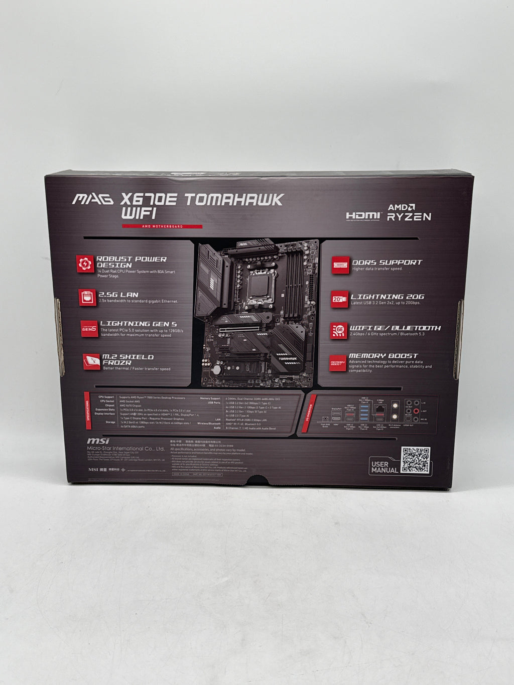 MSI MAG X670E TOMAHAWK WIFI ATX Motherboard Socket AM5 DDR5