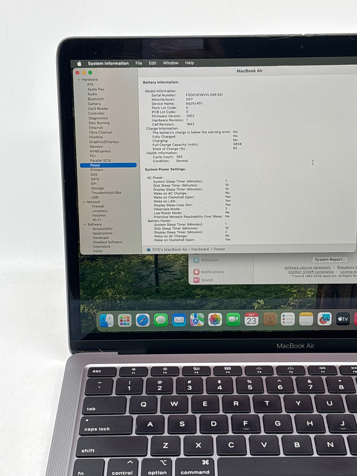 Apple MacBook Air 13in A2179 Core i3 8GB RAM 256GB SSD Space Gray - Used