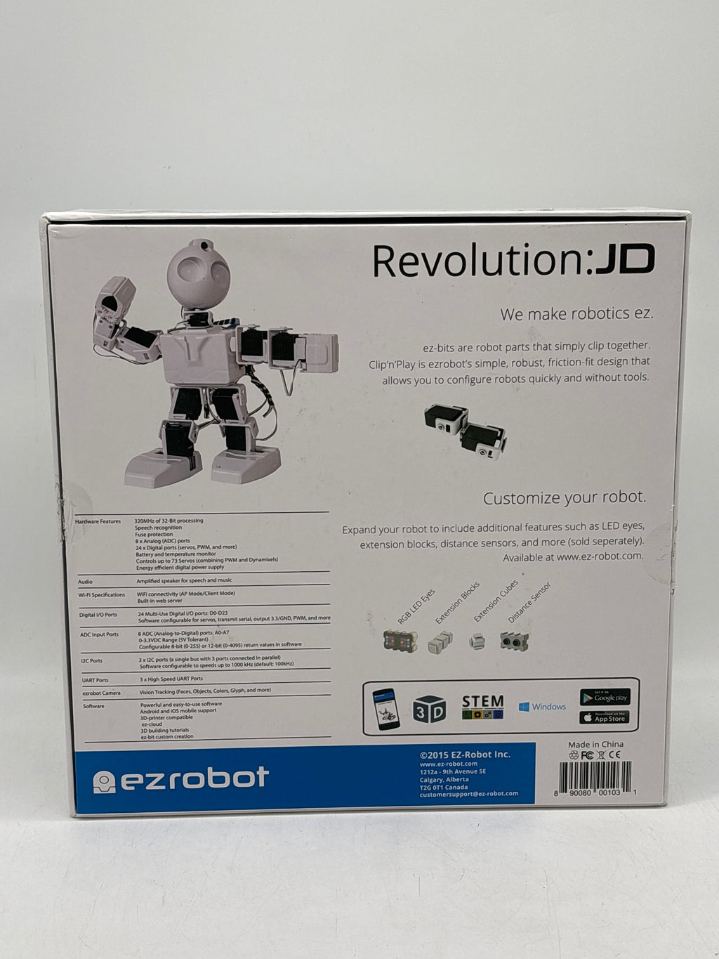 EZ-Robot Revolution:JD White Robotics Kit - Used with Box