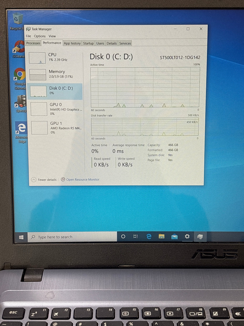 Asus A540U i3-7100U 4GB RAM 512GB SSD - For Parts (Bad Battery)