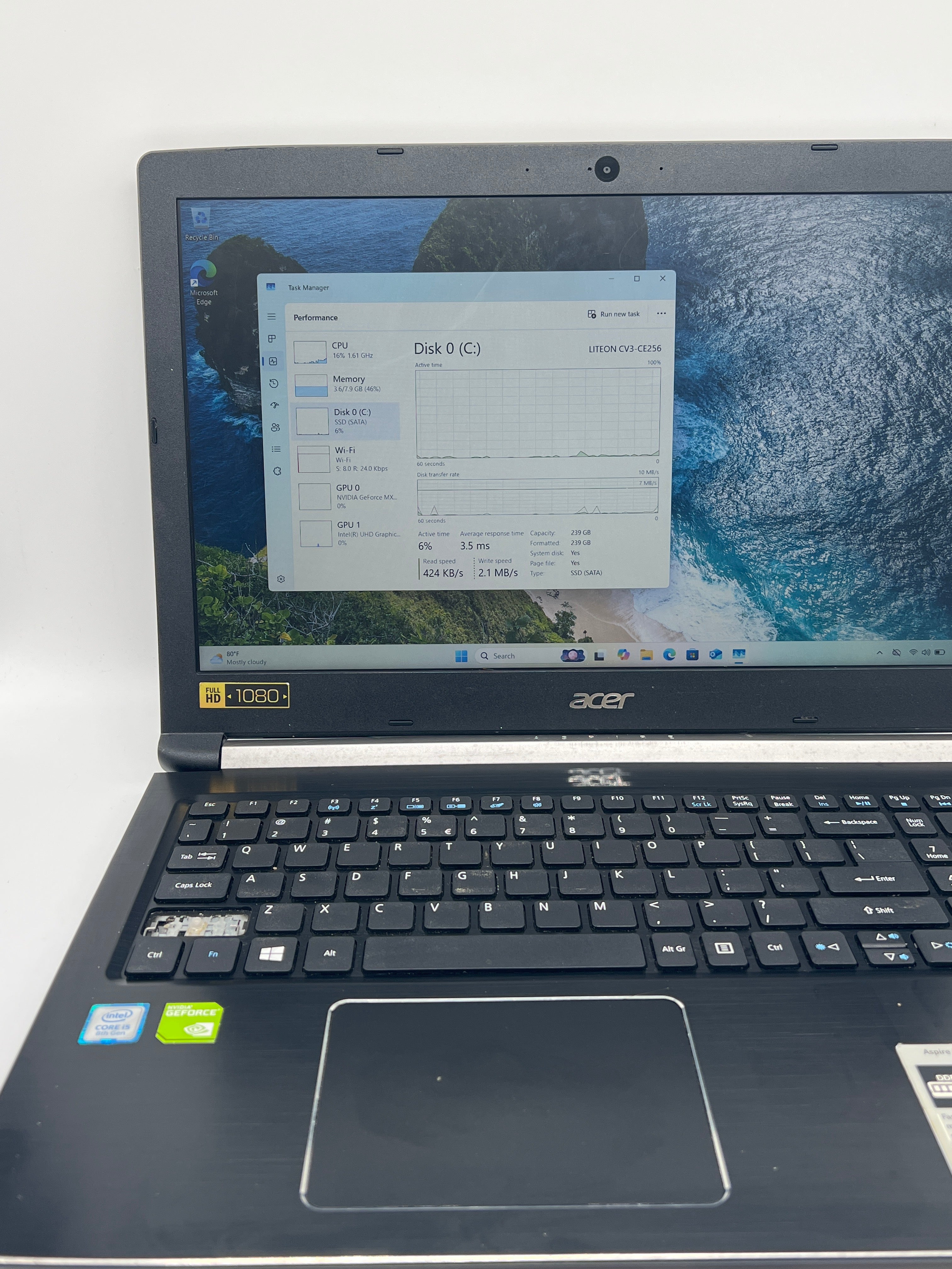Acer Aspire A515-51G i5-8250u 8GB RAM 256GB SSD GeForce MX150 - For Parts (Read)