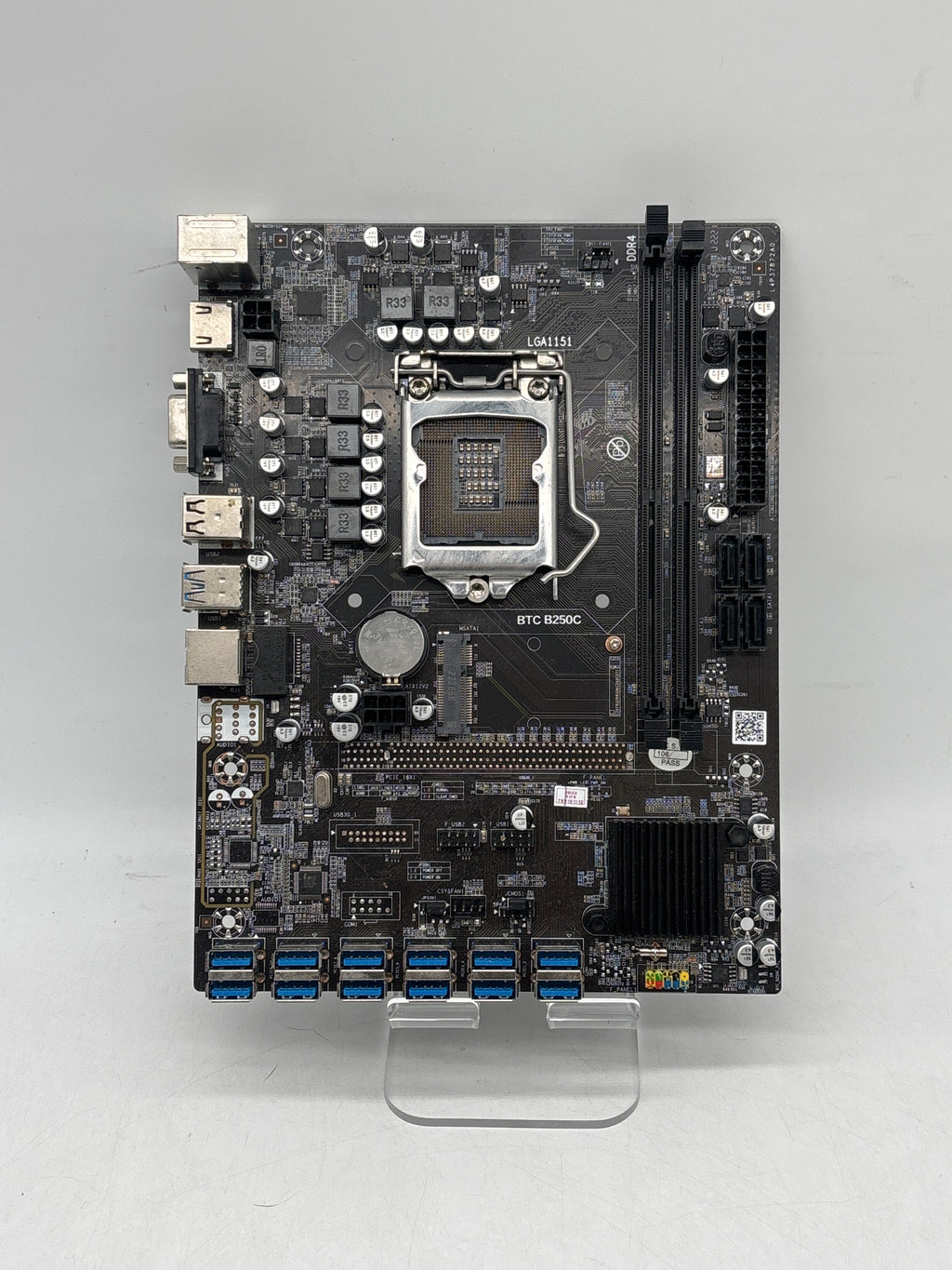 Lot of 2 BTC B250C 12 USB Mining Motherboard For LGA 1151 DDR4 - Used