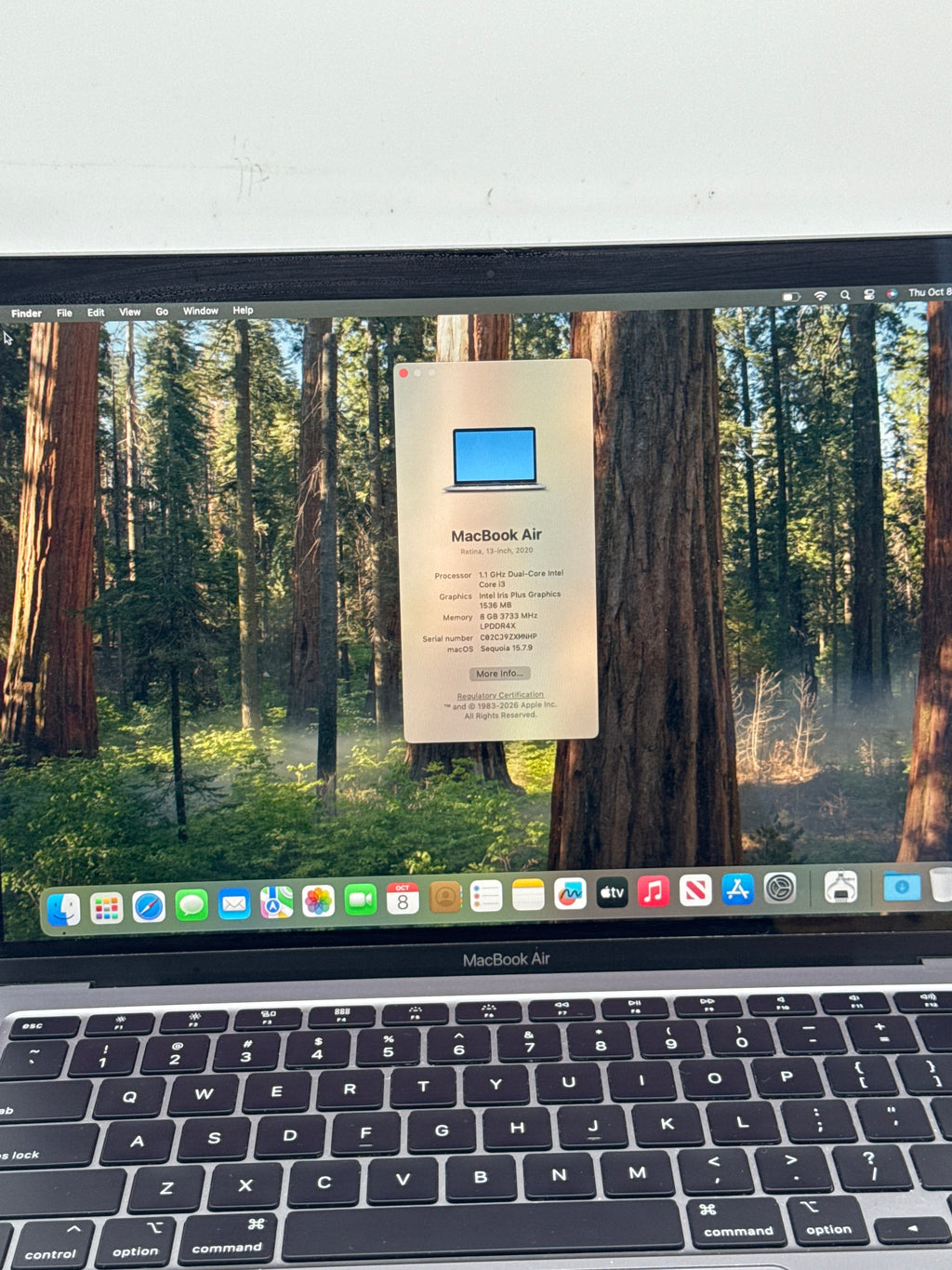 Apple MacBook Air 13in Retina A2179 2020 Core i3 8GB RAM 256GB SSD - Used