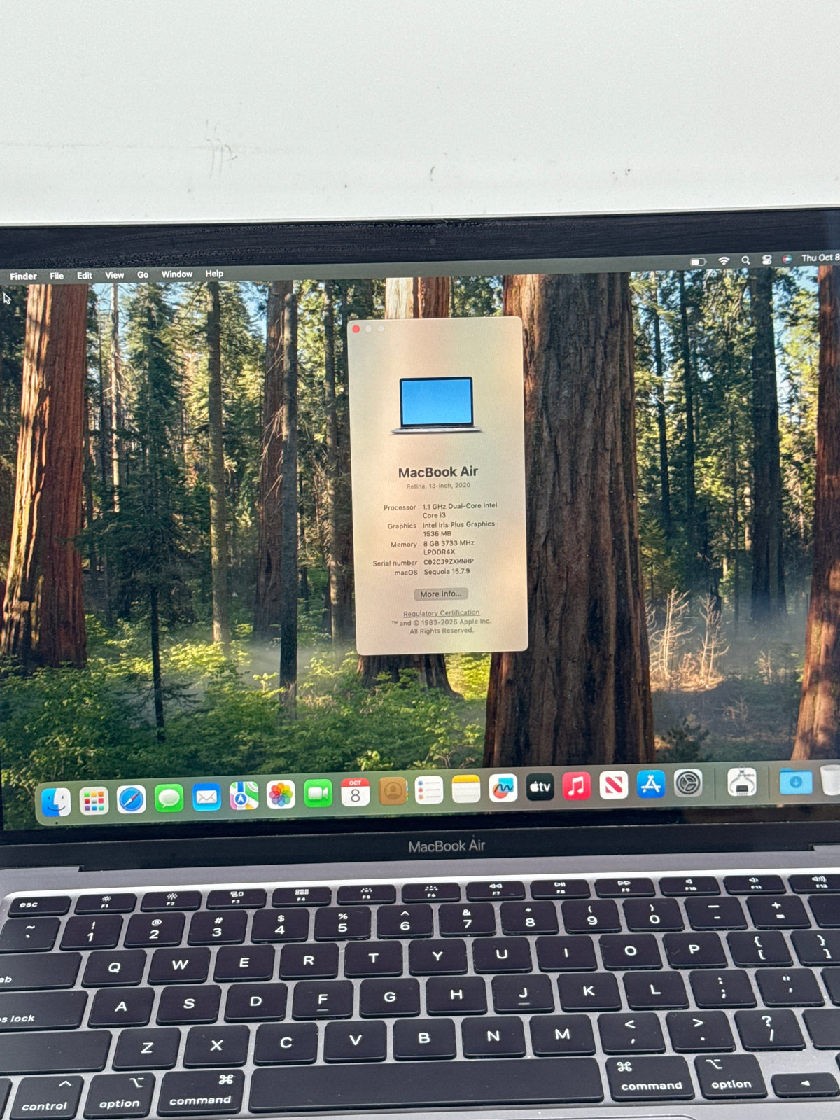 Apple MacBook Air 13in Retina A2179 2020 Core i3 8GB RAM 256GB SSD - Used