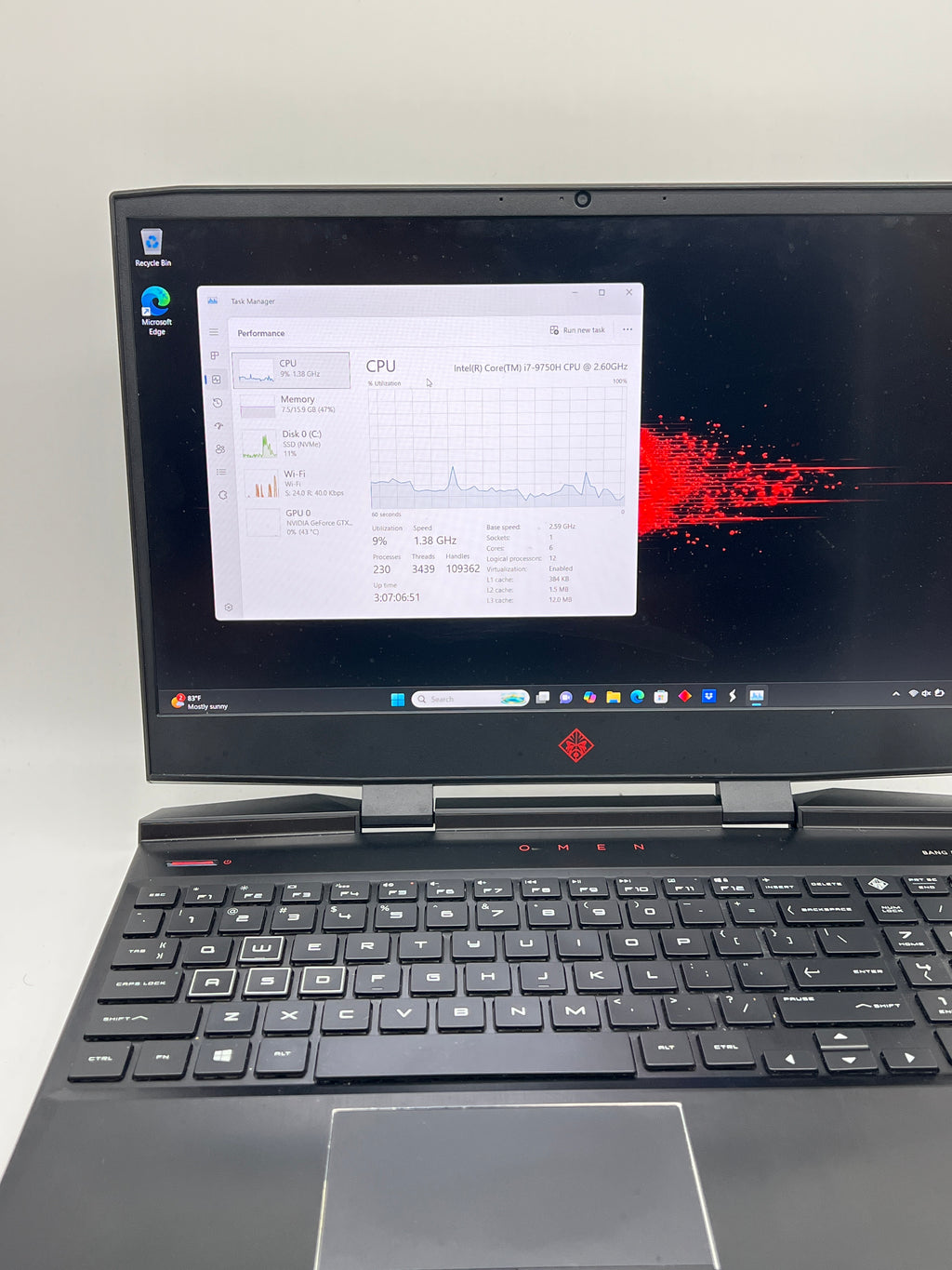HP OMEN 15 15.6" i7-9750H 16GB RAM 256GB SSD GTX 1660 Ti - Used