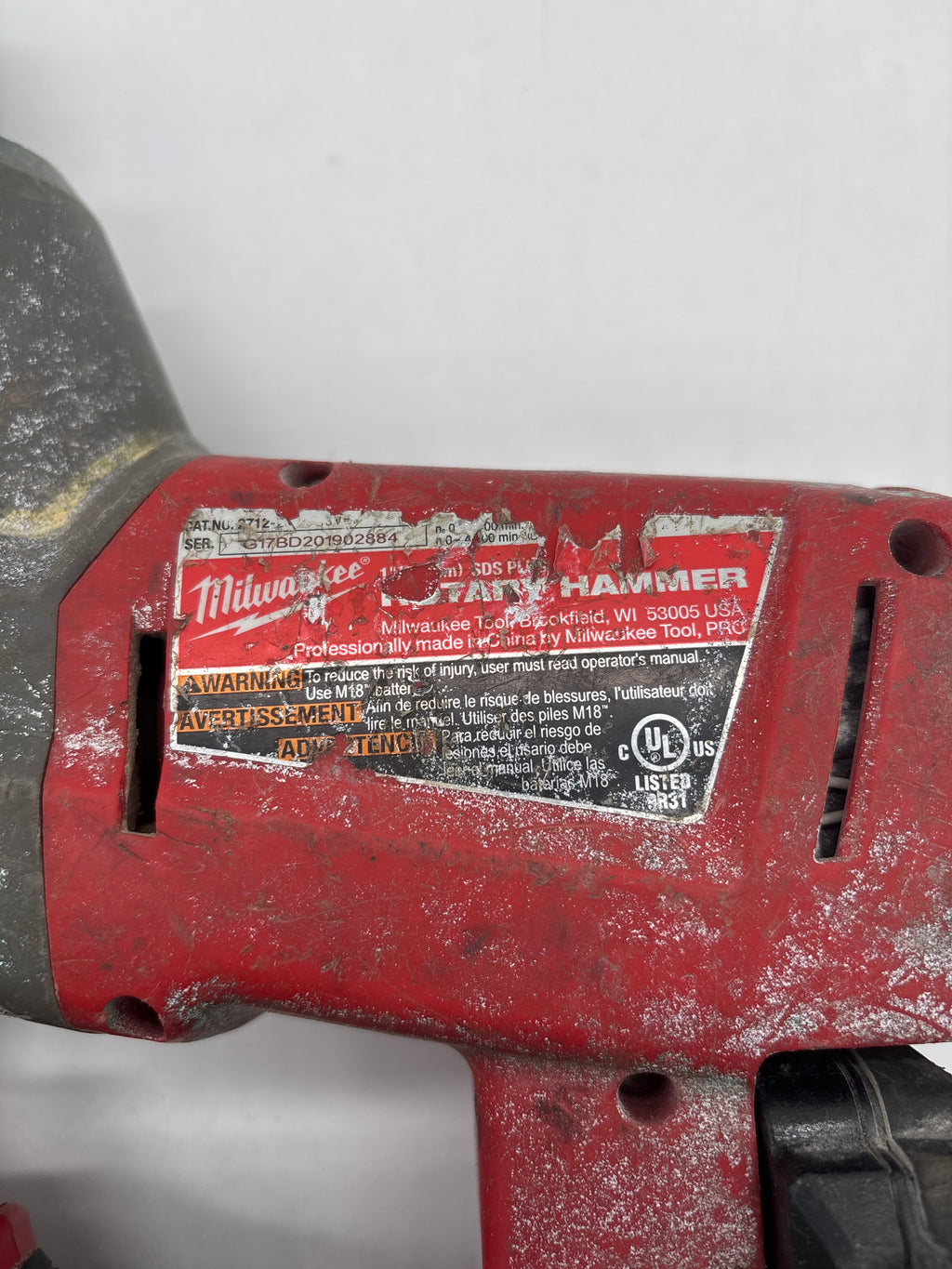 Milwaukee 2712-20 Rotary Hammer Drill 18V With Battery - Minor Crack on Adjuster