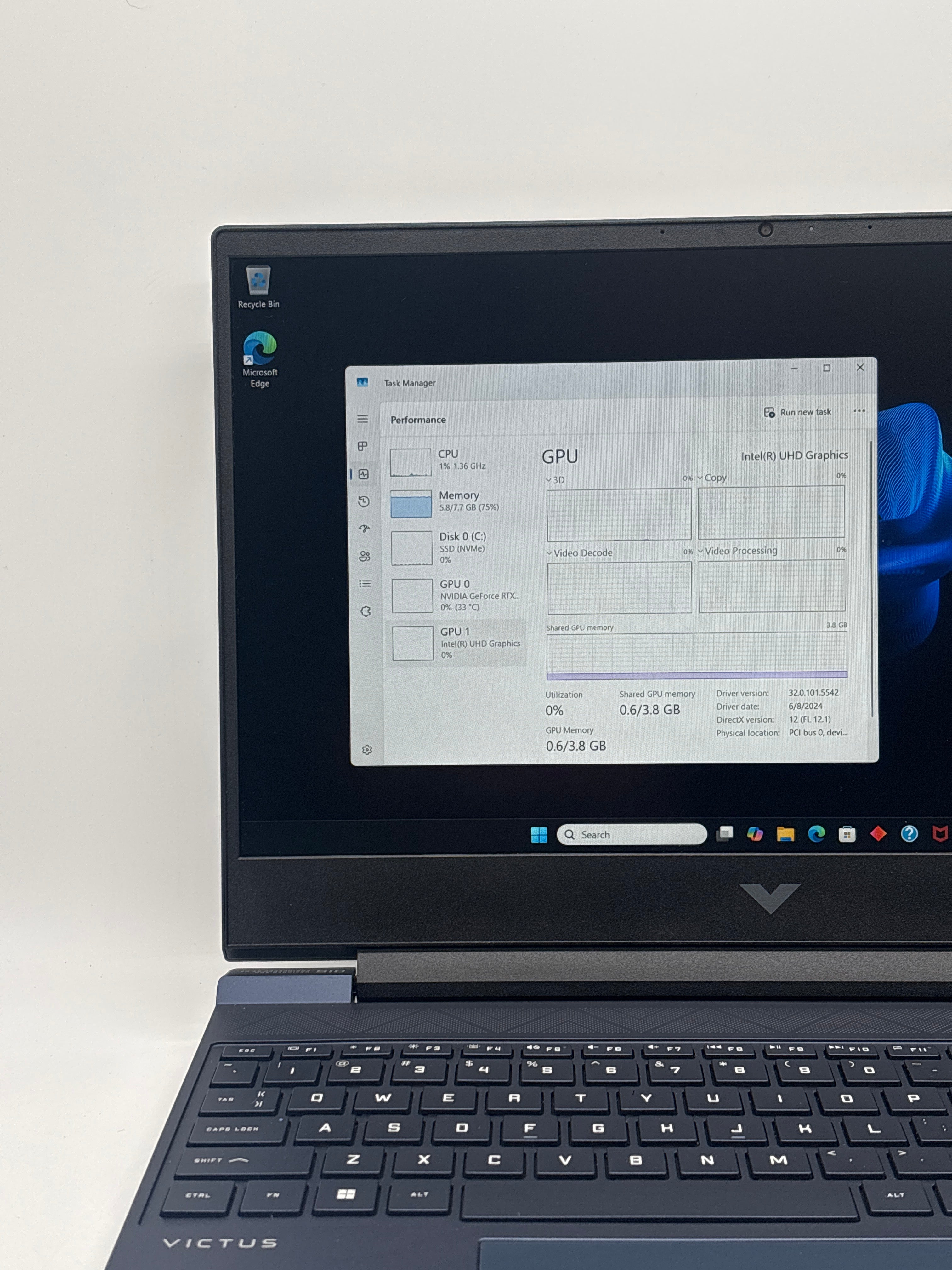 HP Victus 15-fa0033dx 15.6" i5 12th Gen 8GB RAM 512GB RTX 3050 Blue