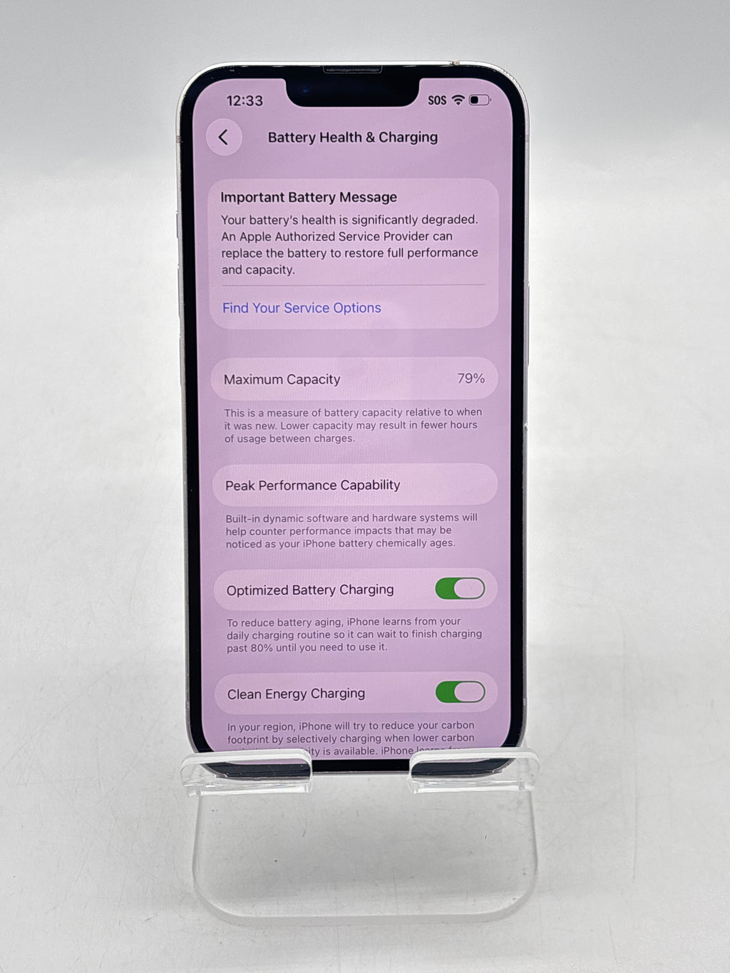 Apple iPhone 14 6.1" 128GB Purple Unlocked - Service Battery
